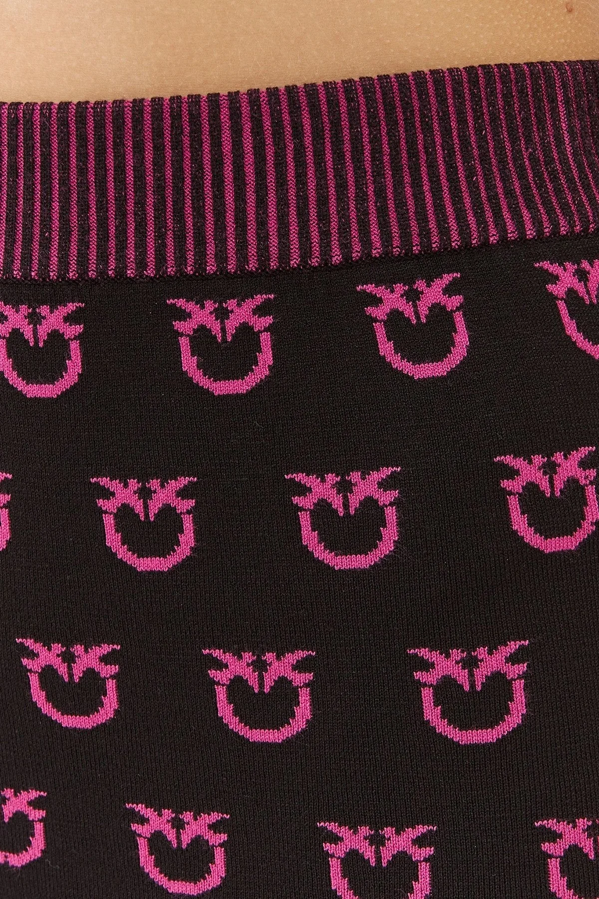 Pinko Slim Fit Logo Desenli Kalem Bayan Etek 101565 A112 ZW1 SİYAH-PEMBE - 8