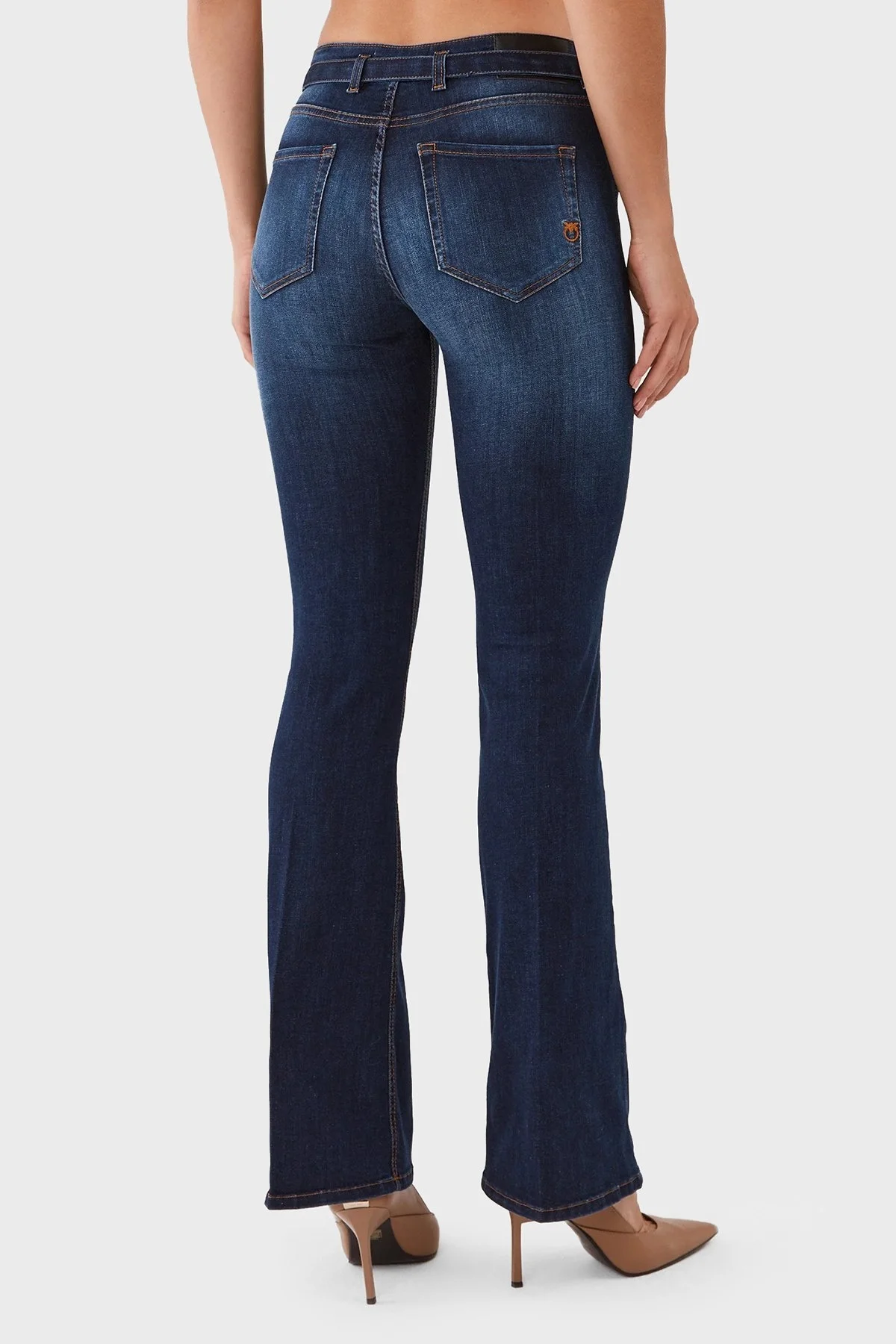 Pinko Slim Fit Normal Bel İspanyol Paça Streç Jeans Bayan Kot Pantolon 100166 A143 PJB LACİVERT - 3