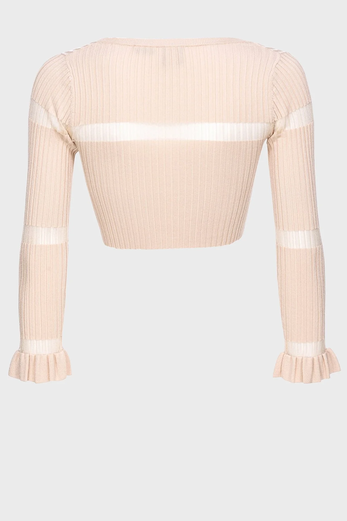 Pinko Slim Fit Transparan Şeritli Crop Bayan Hırka 102969A1NAD04 BEJ - 14