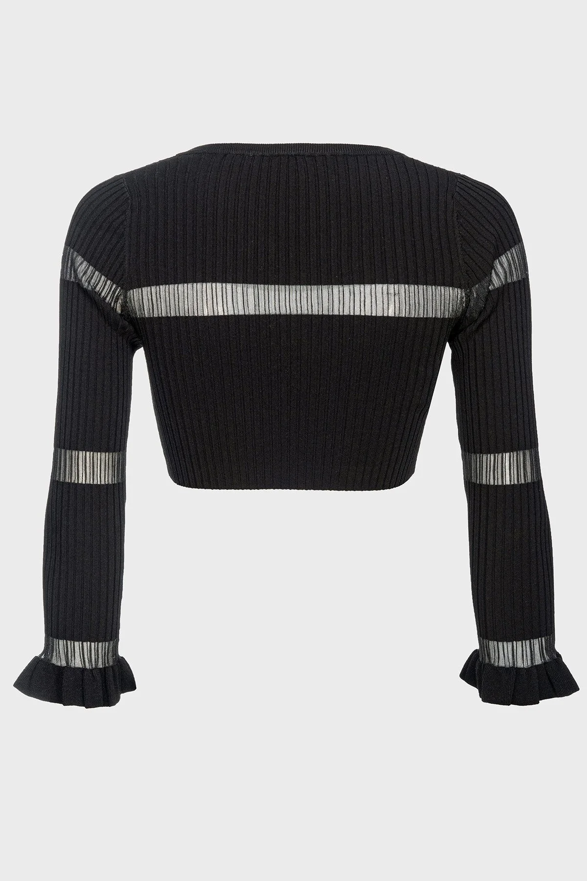 Pinko Slim Fit Transparan Şeritli Crop Bayan Hırka 102969A1NAZ99 SİYAH - 6