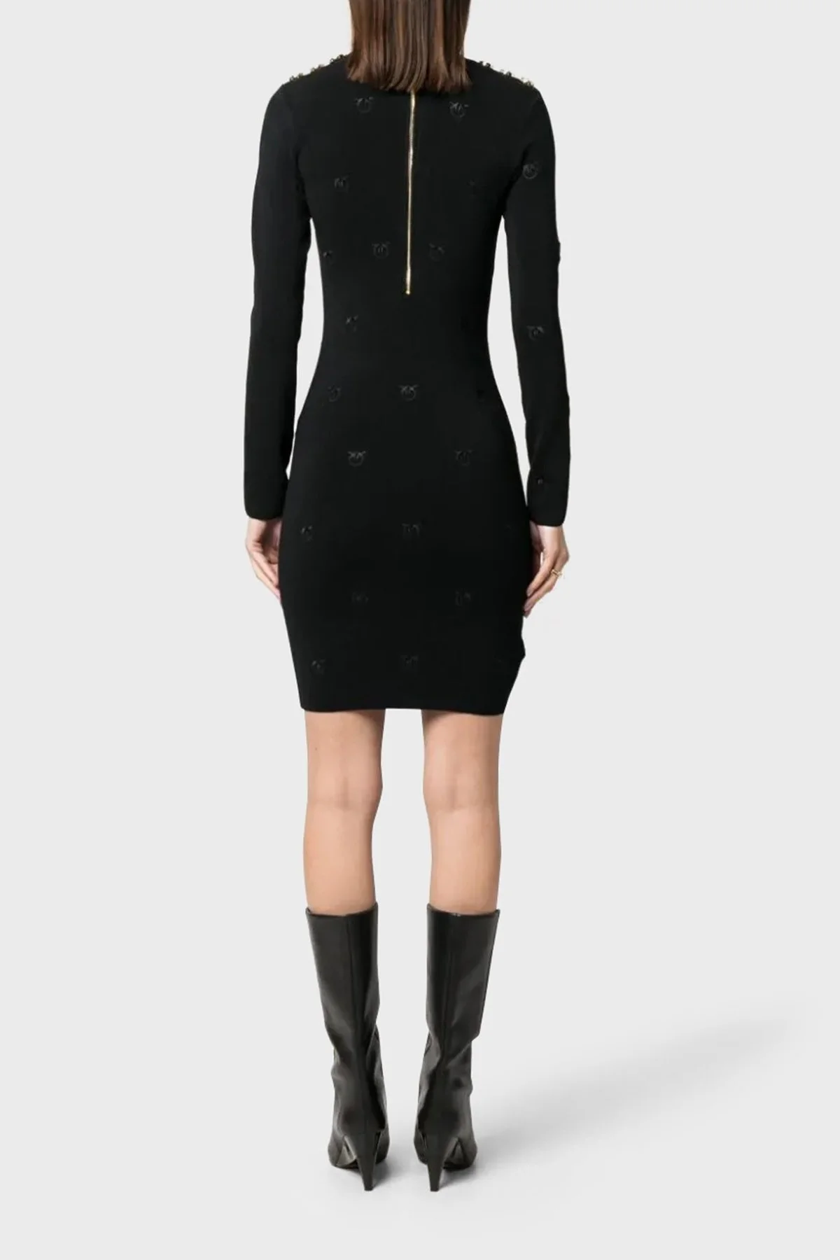 Pinko Slim Fit V Yaka Mini Bayan Elbise 101886 A16F Z99 SİYAH - 2