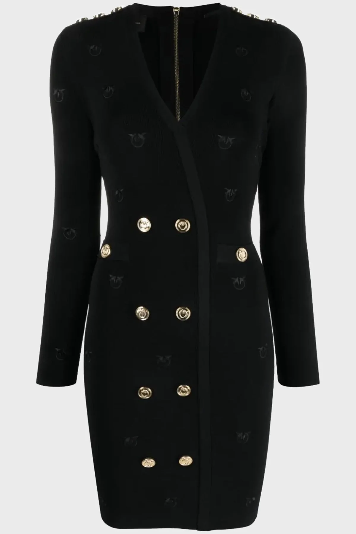 Pinko Slim Fit V Yaka Mini Bayan Elbise 101886 A16F Z99 SİYAH - 5