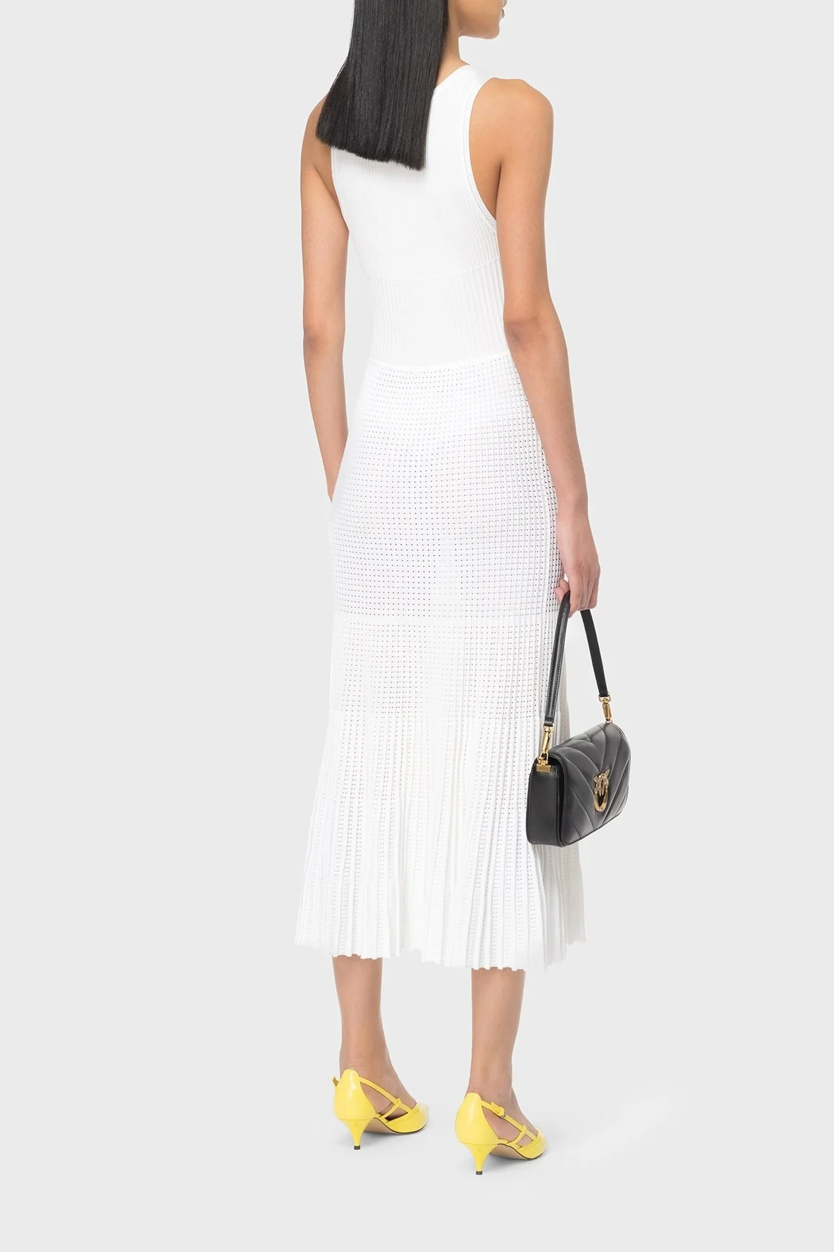 Pinko Slim Fit Yuvarlak Yaka Askılı Midi Bayan Elbise 102957A1N9Z04 BEYAZ - 3