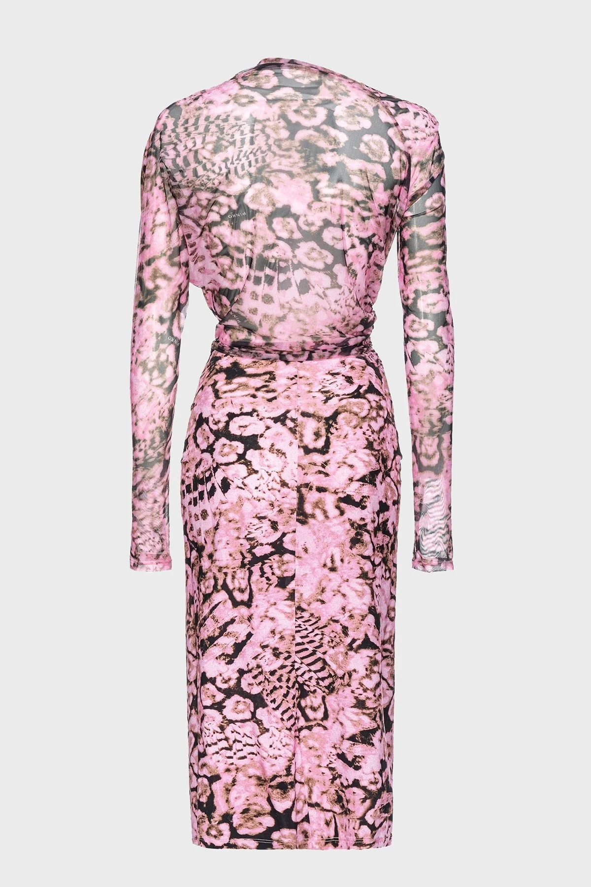 Pinko Streç Slim Fit Asimetrik Yaka Midi Bayan Elbise 103023A1O5UY6 PUDRA-SİYAH - 12