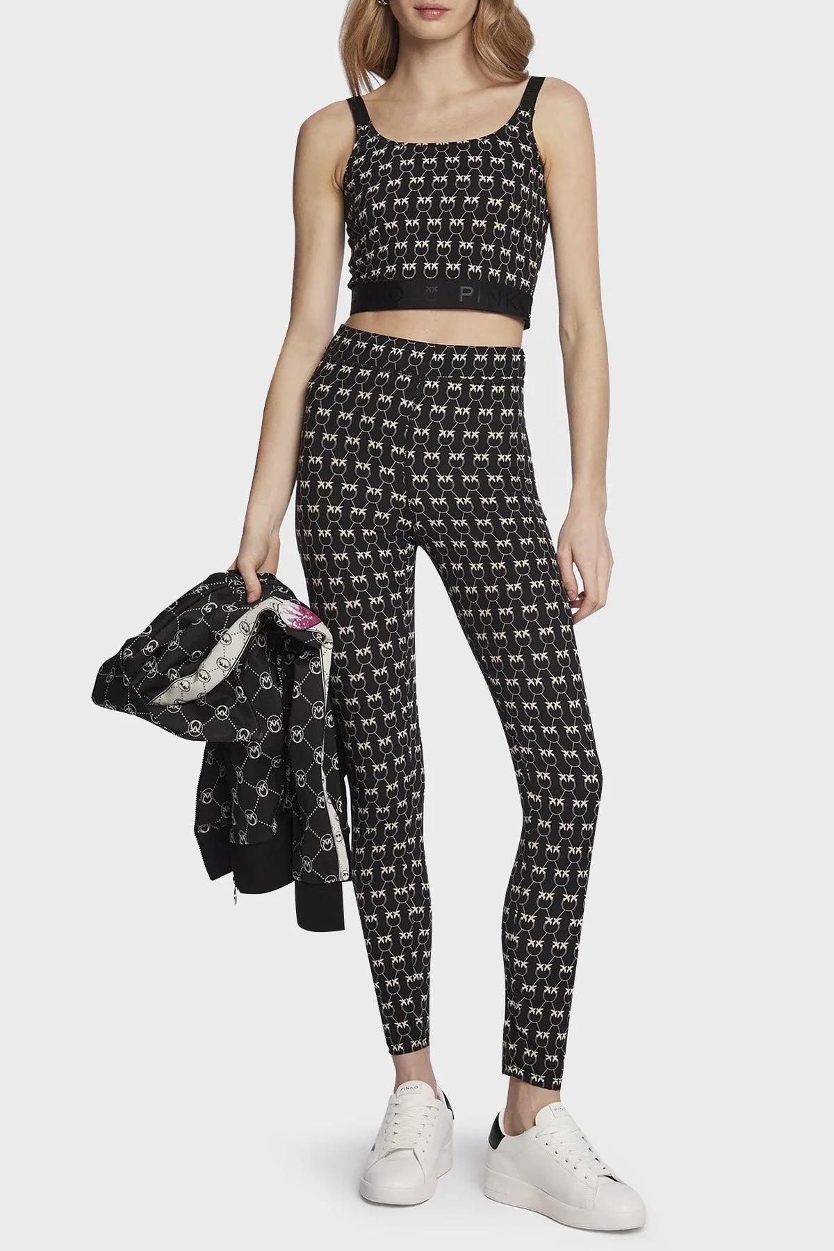 Pinko Tamamı Baskılı Dolgulu Slim Fit Crop Bayan Top 100459 8583 ZCB SİYAH - 3