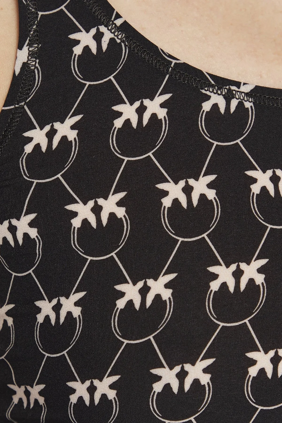 Pinko Tamamı Baskılı Dolgulu Slim Fit Crop Bayan Top 100459 8583 ZCB SİYAH - 4