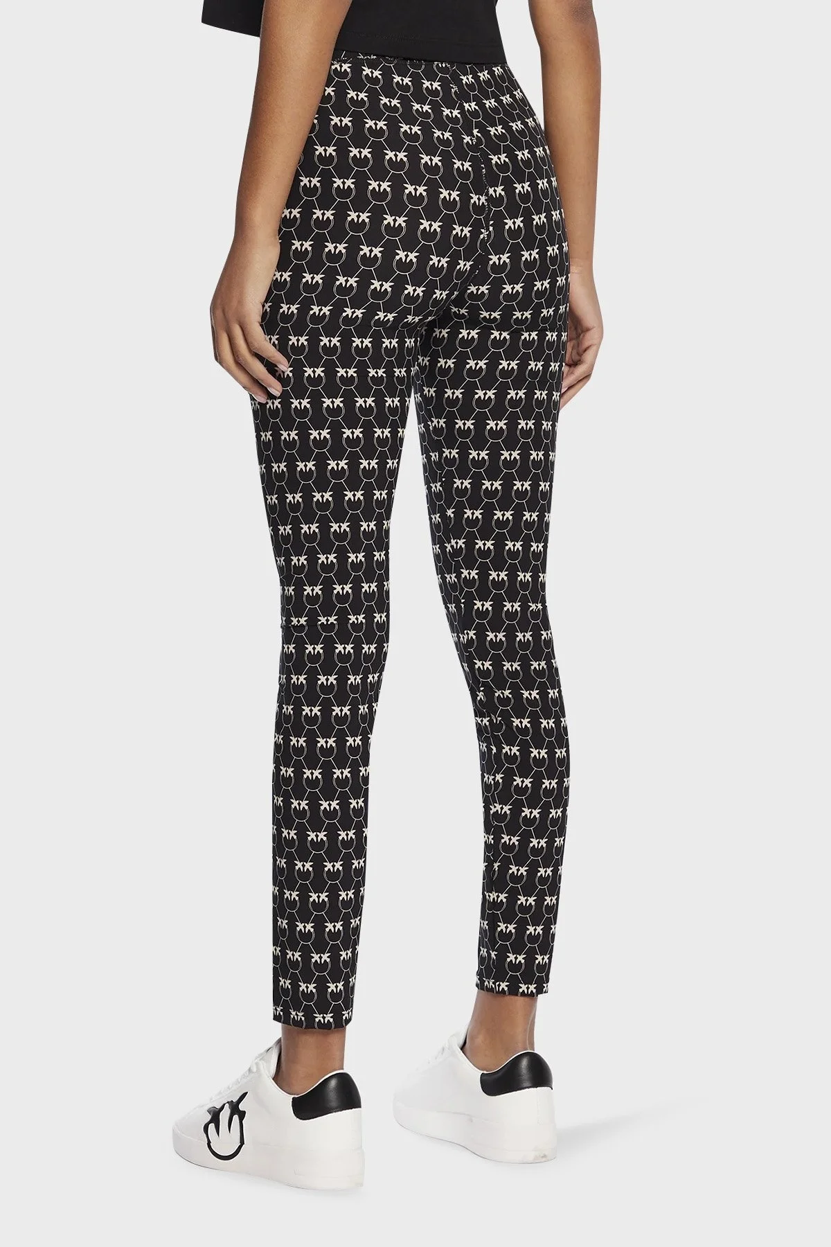 Pinko Tamamı Logo Baskılı Dar Kesim Fermuarlı Bayan Tayt 100110 8583 ZCB SİYAH - 3