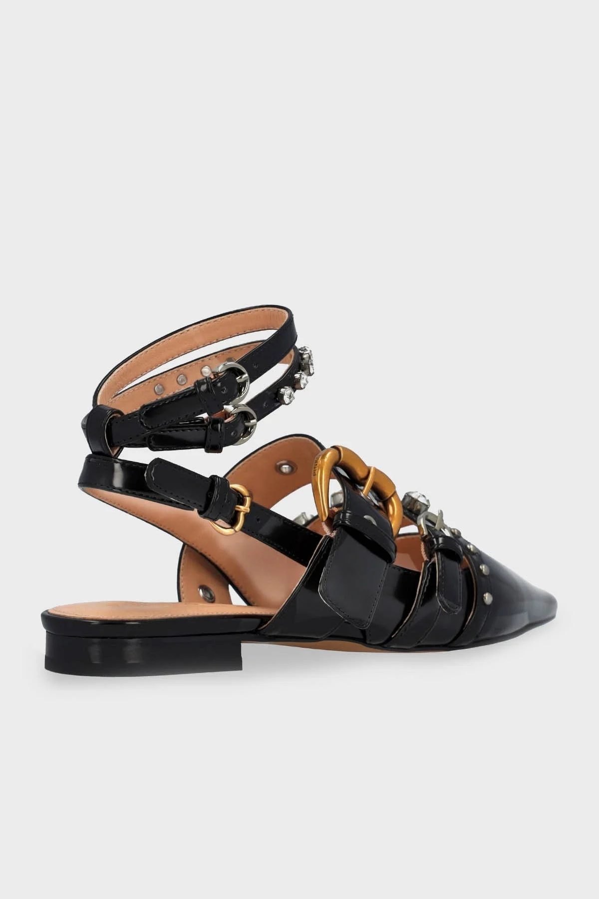 Pinko Taşlı Arkası Açık Sivri Burun Deri Bayan Ayakkabı SD0025P006Z99 SİYAH - 3