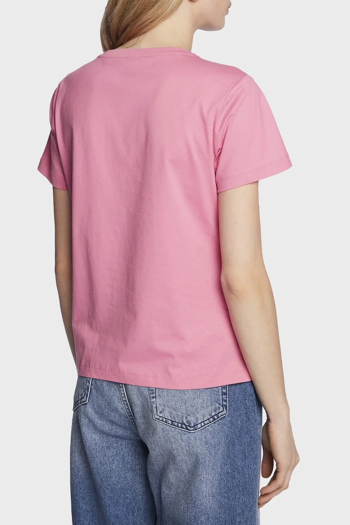 Pinko Taşlı Logo Bisiklet Yaka % 100 Pamuk Regular Fit Bayan T Shirt 100535 A0MA N50 PEMBE - 3
