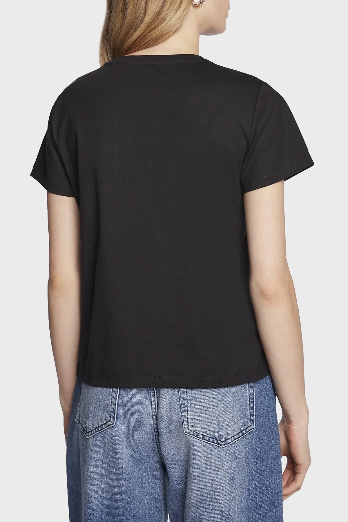 Pinko Taşlı Logo Bisiklet Yaka % 100 Pamuk Regular Fit Bayan T Shirt 100535 A0MA Z99 SİYAH - 3