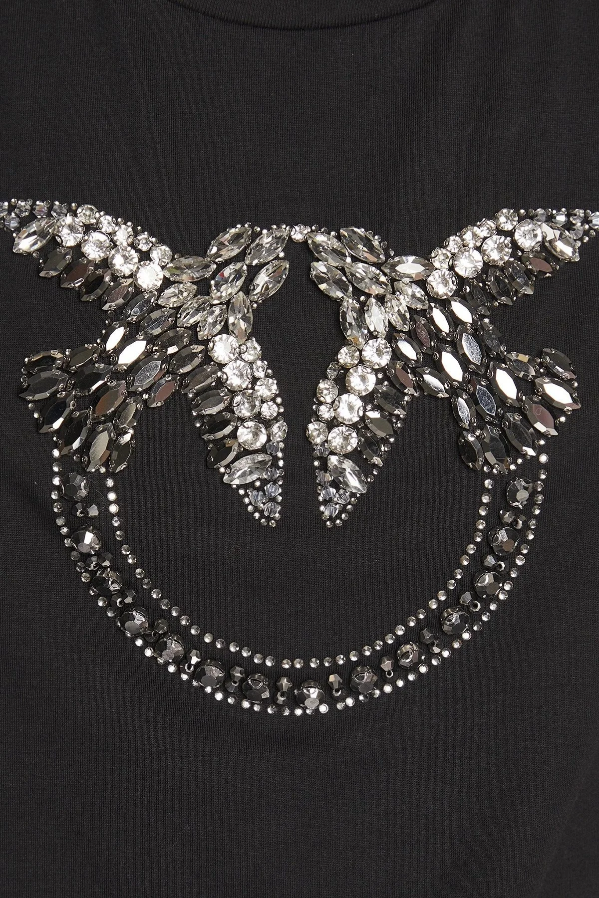 Pinko Taşlı Logo Bisiklet Yaka % 100 Pamuk Regular Fit Bayan T Shirt 100535 A0MA Z99 SİYAH - 5