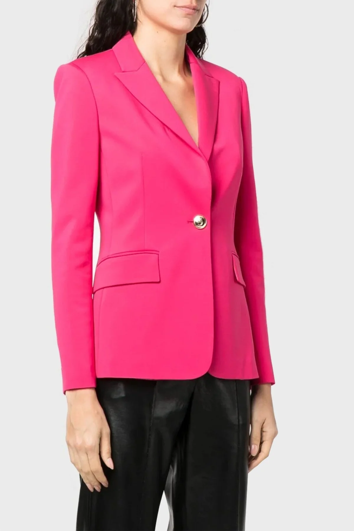 Pinko Tek Düğmeli Regular Fit Blazer Bayan Ceket 100254 A0IG P87 FUŞYA - 6