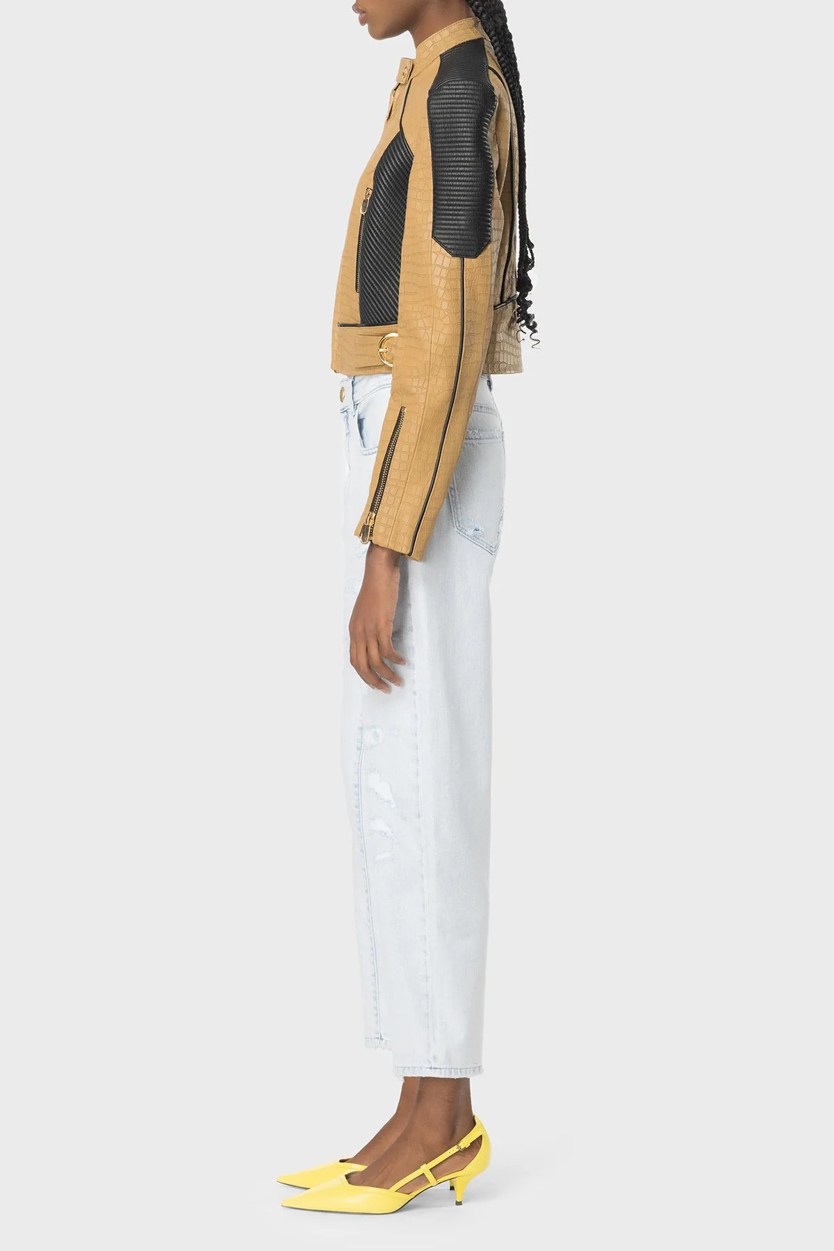 Pinko Yırtık Detaylı Yüksek Bel Mom Jeans Kadın Kot Pantolon 100379A1JKPJQ Buz Mavisi - 3