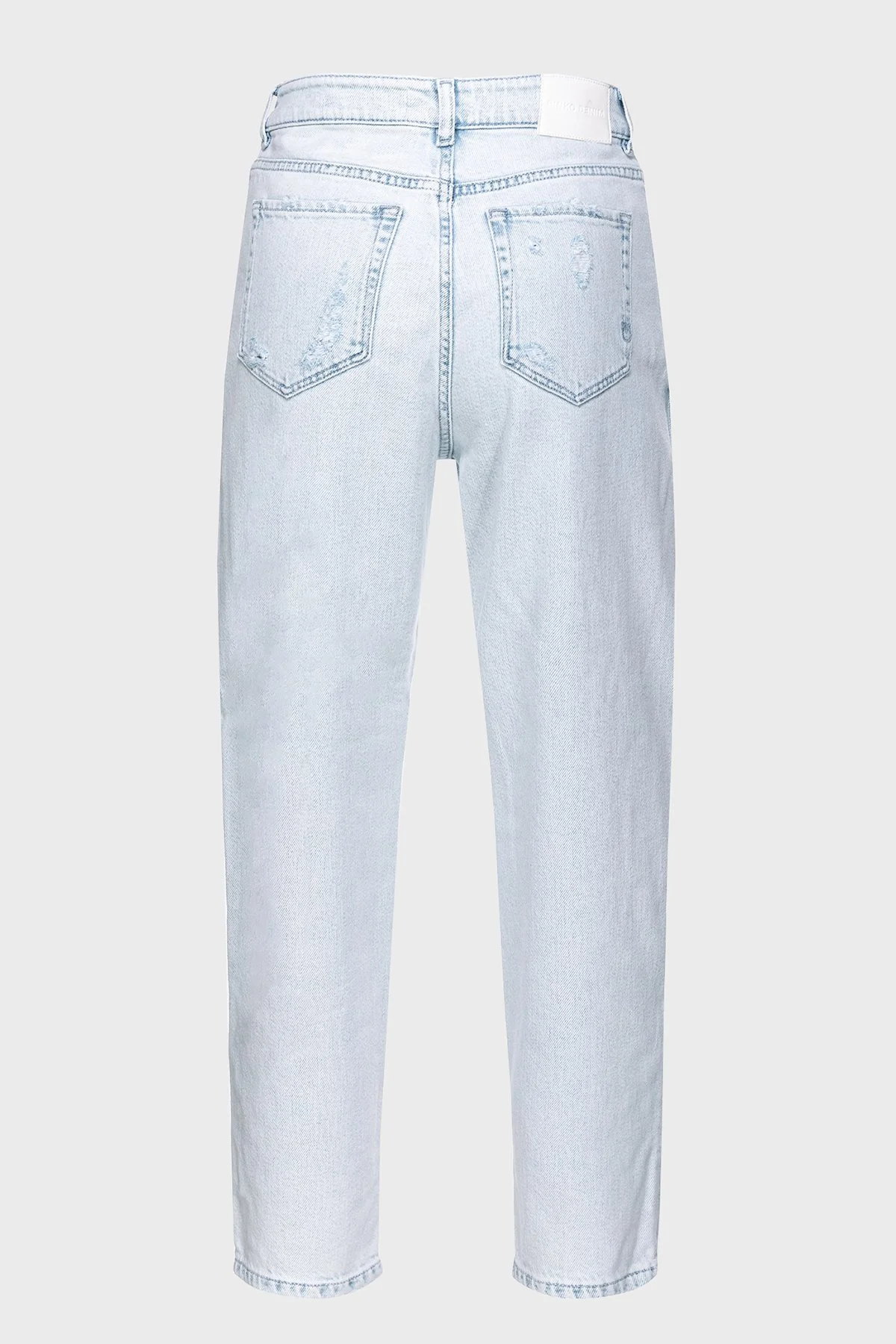 Pinko Yırtık Detaylı Yüksek Bel Mom Jeans Kadın Kot Pantolon 100379A1JKPJQ Buz Mavisi - 6