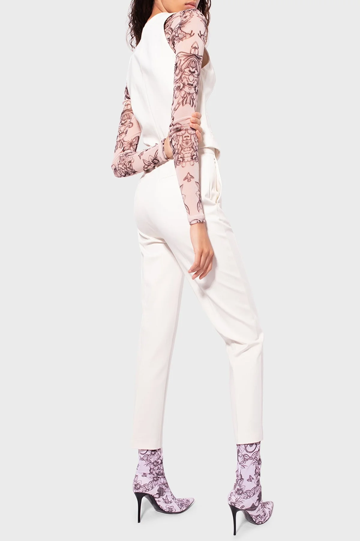 Pinko Yüksek Bel Regular Fit Kumaş Bayan Pantolon 100309 A0KD N96 EKRU - 11