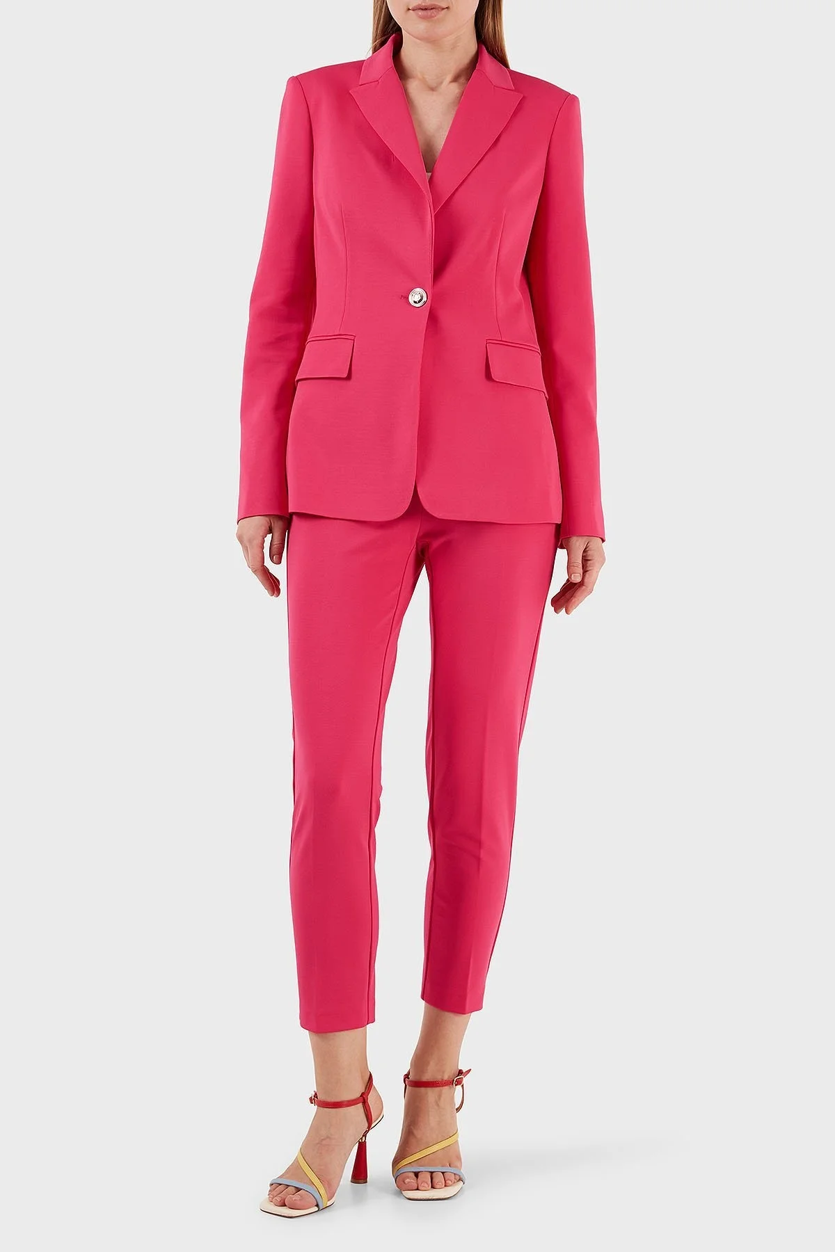 Pinko Yüksek Bel Regular Fit Kumaş Bayan Pantolon 100309 A0KD P87 FUŞYA - 7