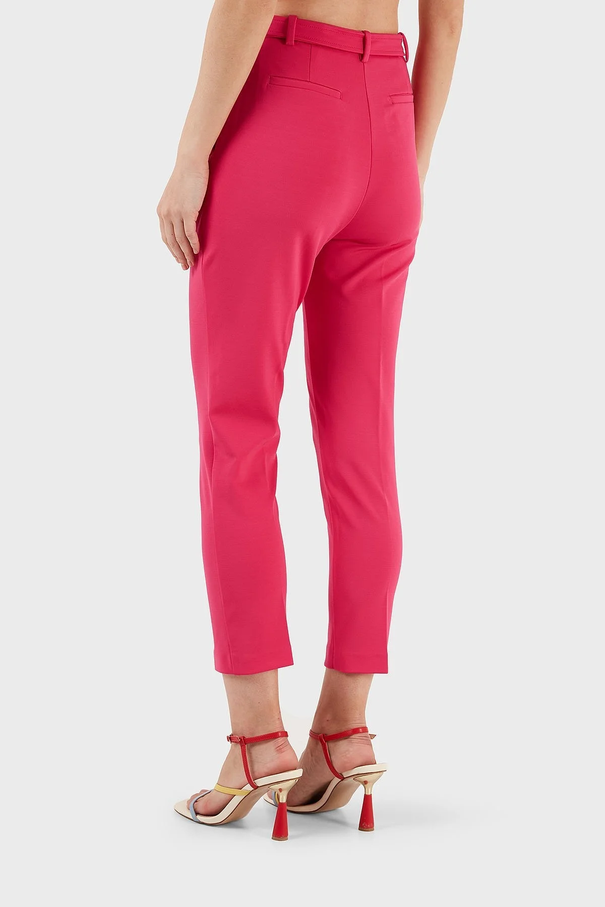 Pinko Yüksek Bel Regular Fit Kumaş Bayan Pantolon 100309 A0KD P87 FUŞYA - 11