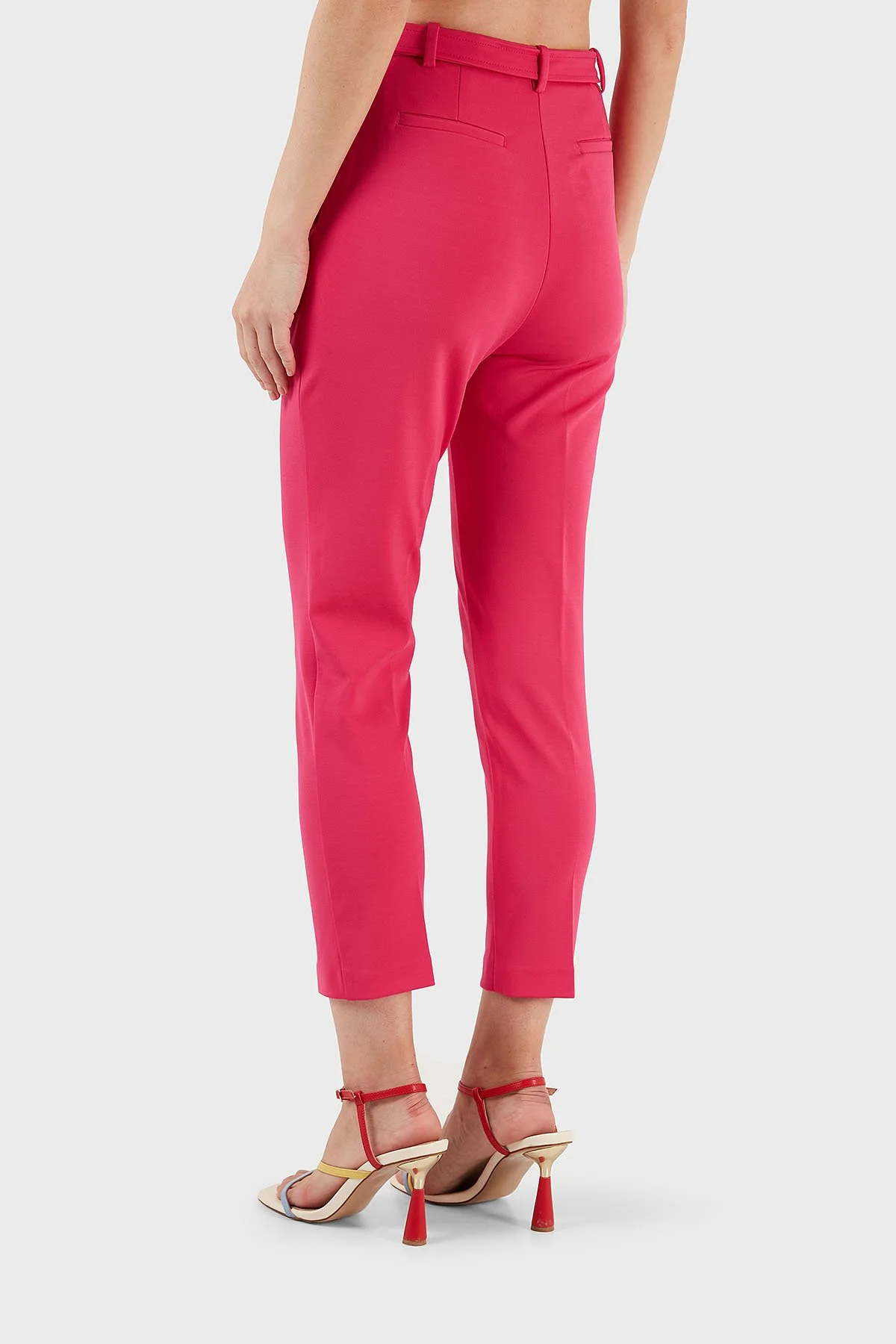 Pinko Yüksek Bel Regular Fit Kumaş Kadın Pantolon 100309 A0KD P87 FUŞYA - 5