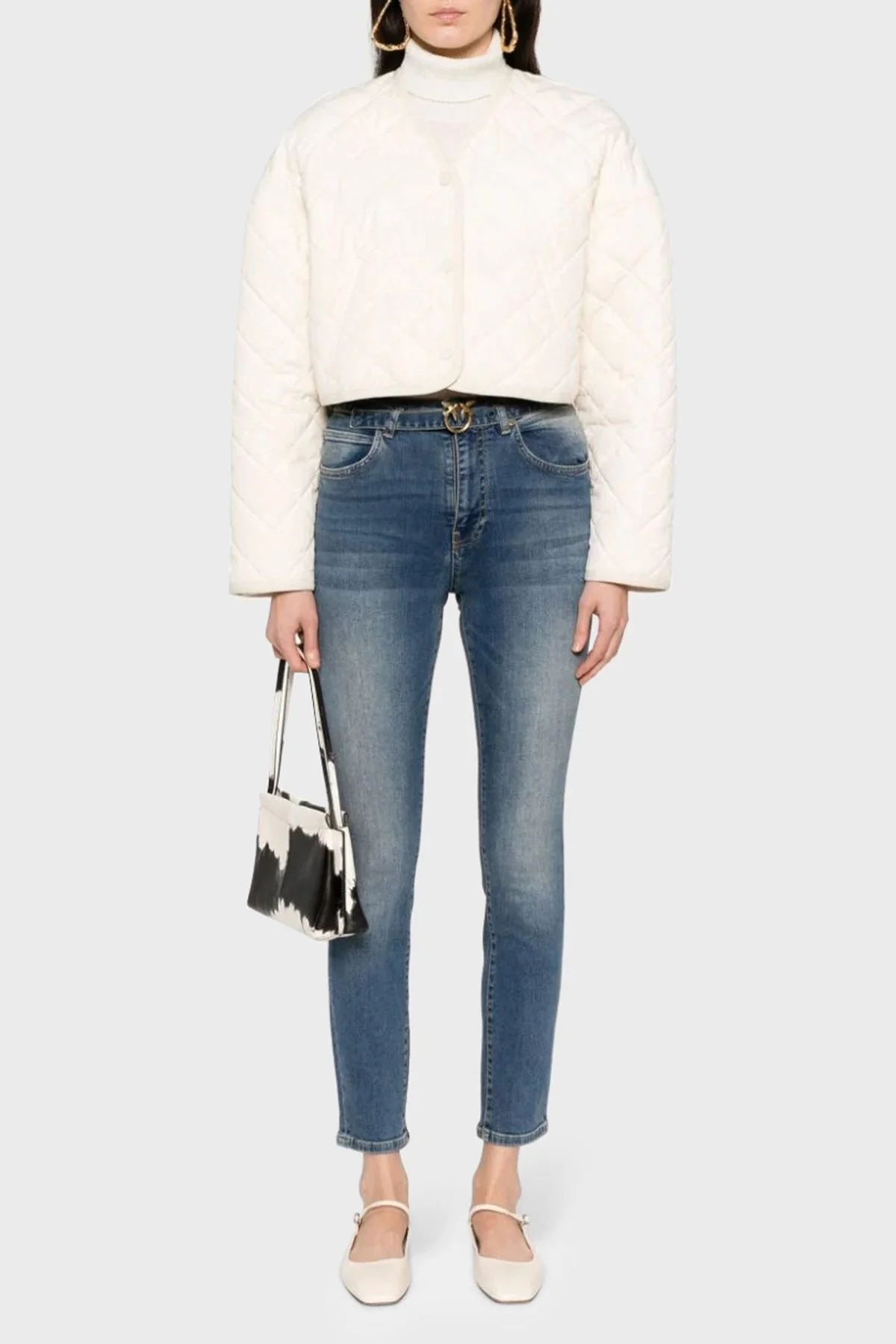 Pinko Yüksek Bel Skinny Fit Dar Paça Streç Jeans Bayan Kot Pantolon 100161 A0ZT PJZ MAVİ - 1