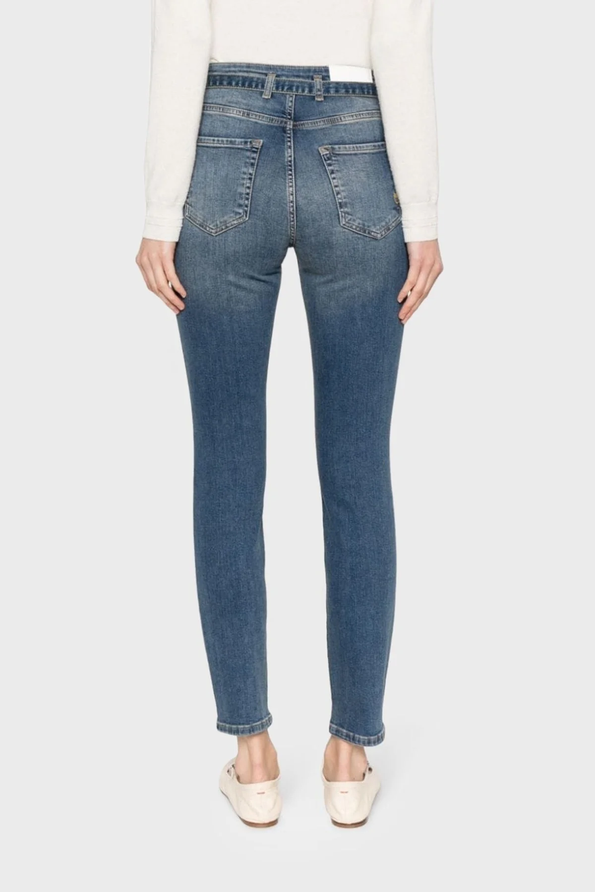Pinko Yüksek Bel Skinny Fit Dar Paça Streç Jeans Bayan Kot Pantolon 100161 A0ZT PJZ MAVİ - 3