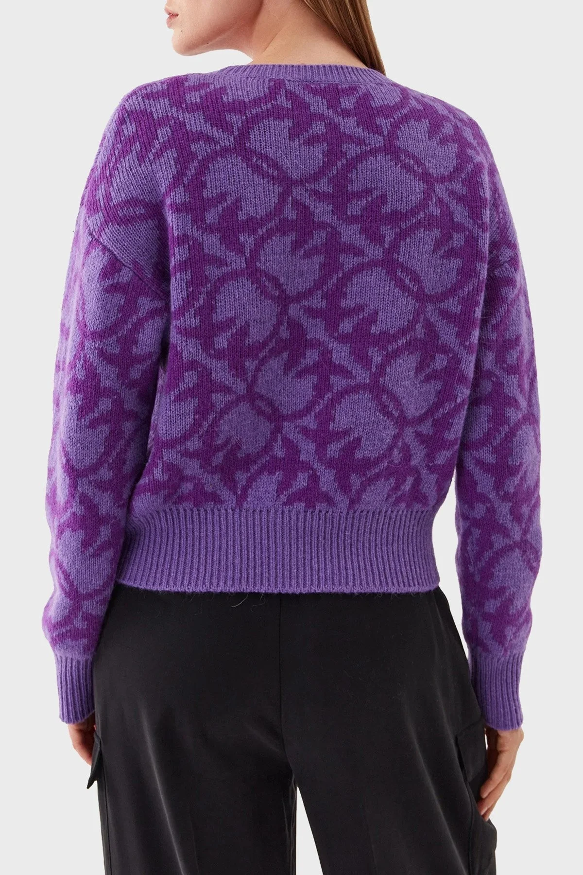 Pinko Yünlü Logo Desenli Regular Fit Bayan Kazak 101574 A11F JY1 MOR - 3