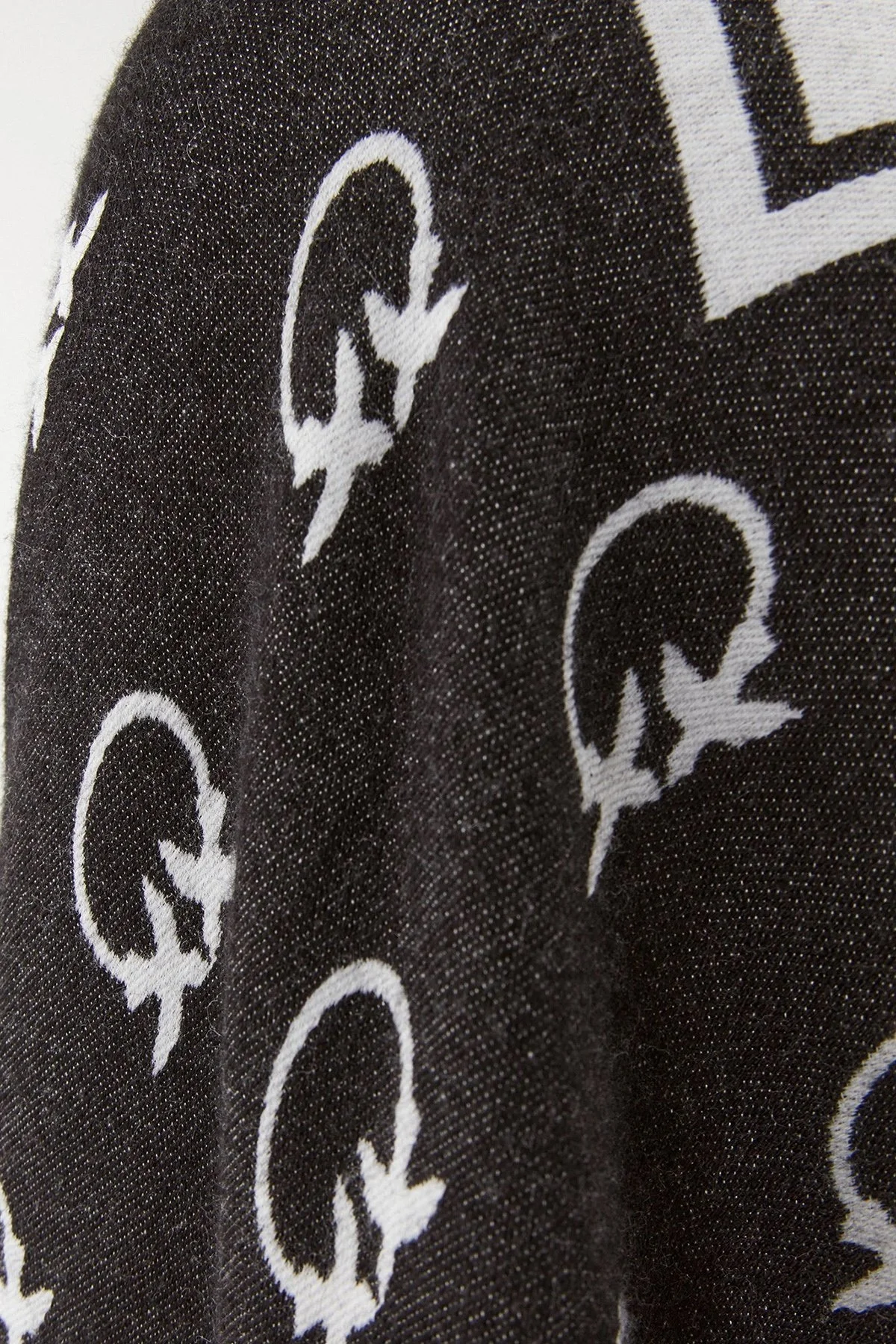 Pinko Yünlü Logo Desenli Standart Fit Bayan Panço 101557 A0CJ ZCB SİYAH-BEYAZ - 5