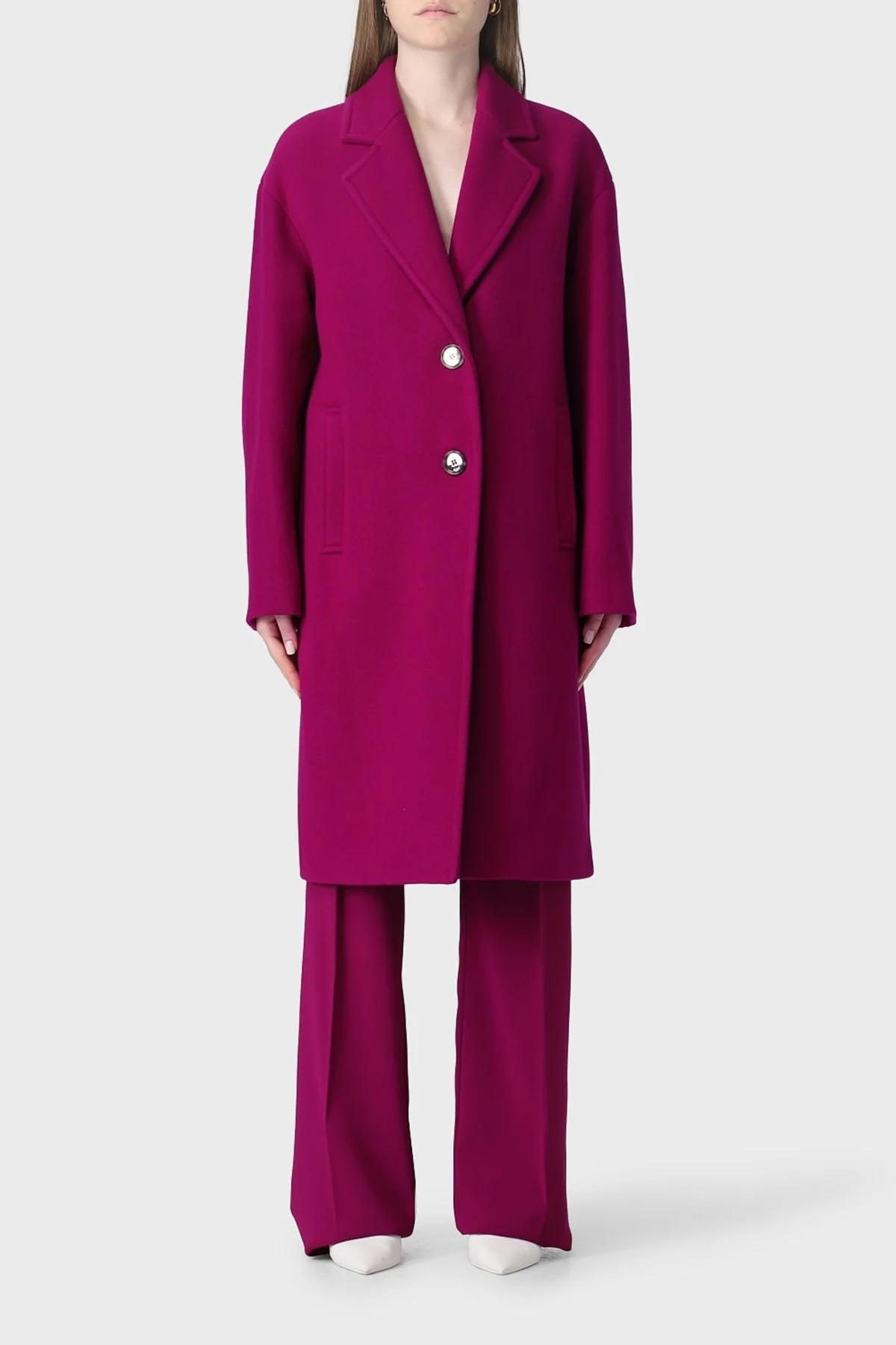Pinko Yünlü Regular Fit Midi Bayan Kaban 101809 Y7DY VIB FUŞYA - 3