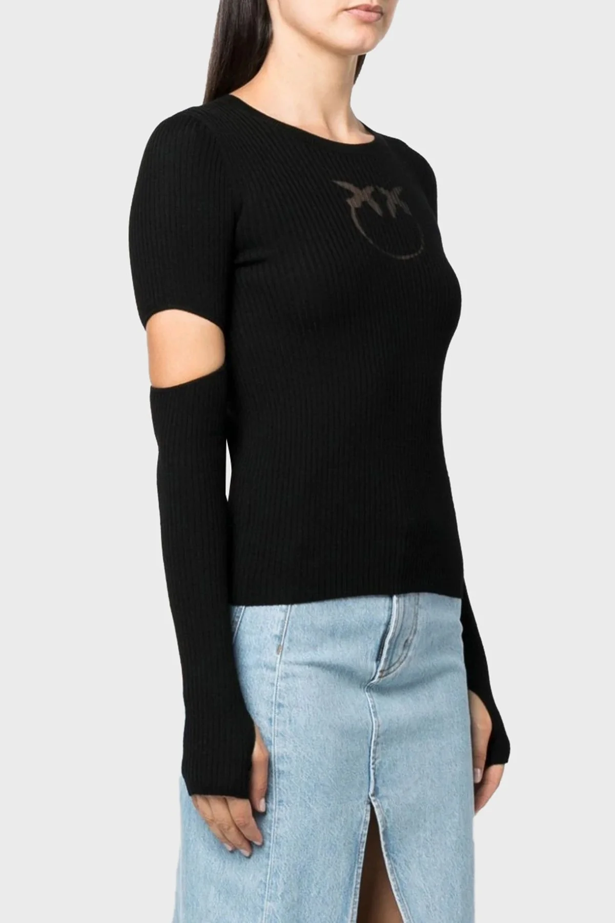 Pinko Yünlü Regular Fit Pencere-Cut Out Detaylı Triko Bayan Bluz 102019 A18M Z99 SİYAH - 1