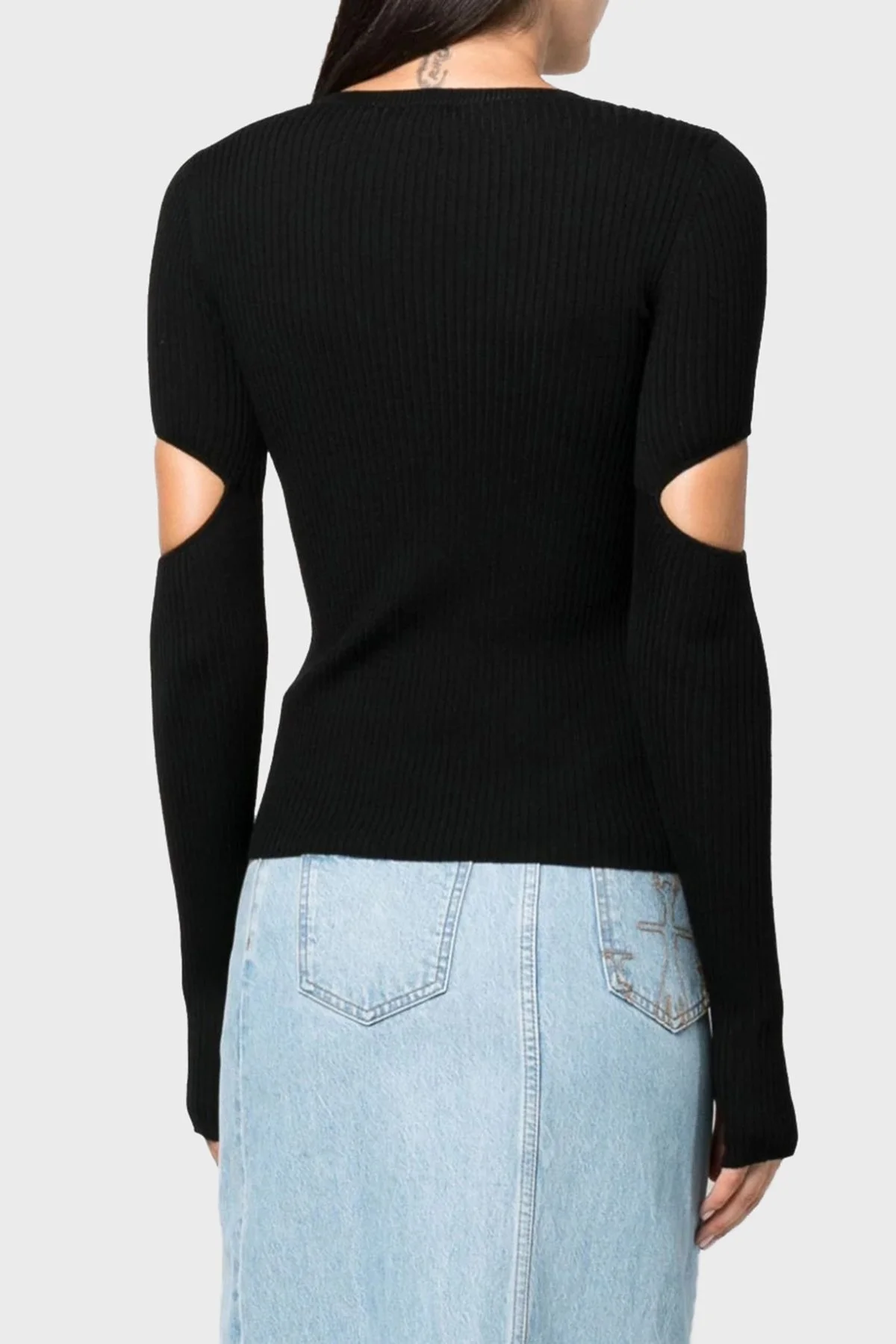Pinko Yünlü Regular Fit Pencere-Cut Out Detaylı Triko Bayan Bluz 102019 A18M Z99 SİYAH - 2