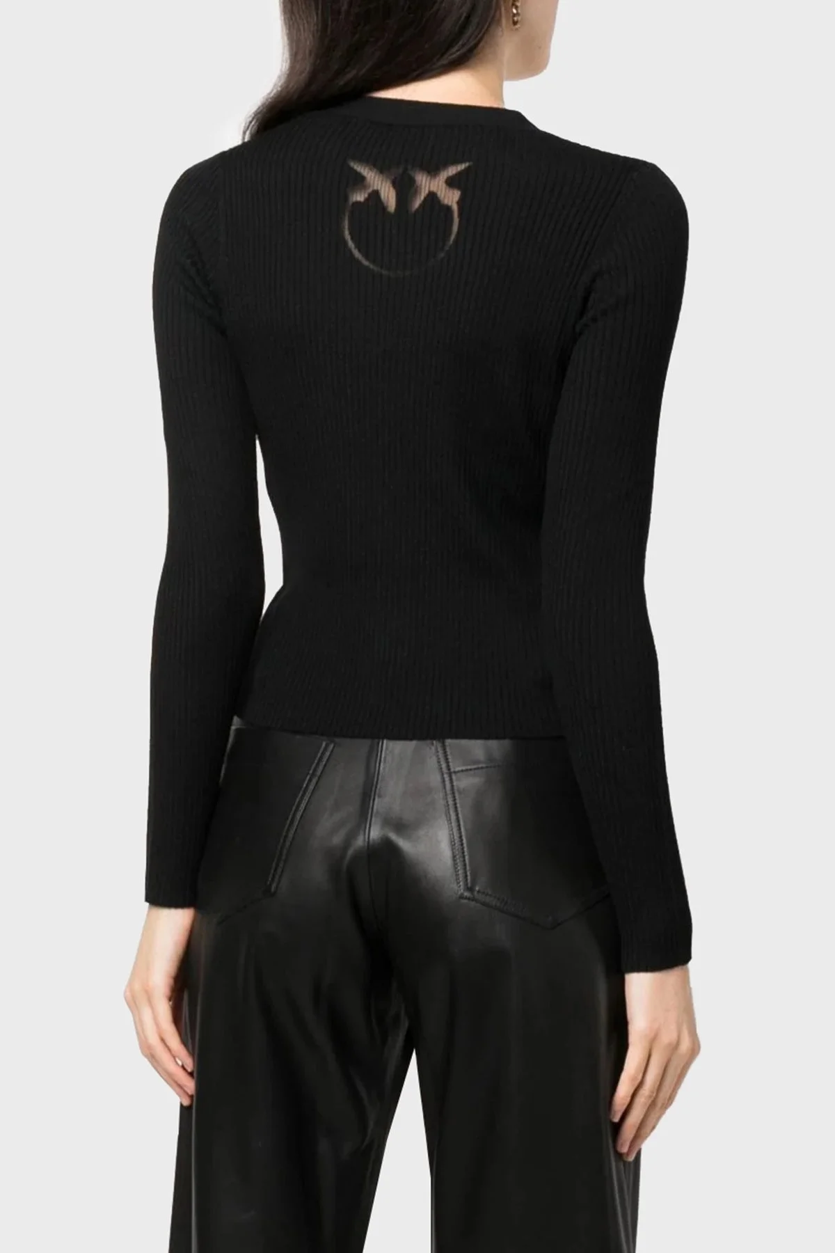 Pinko Yünlü Slim Fit Düğmeli V Yaka Bayan Hırka 102018 A18M Z99 SİYAH - 2
