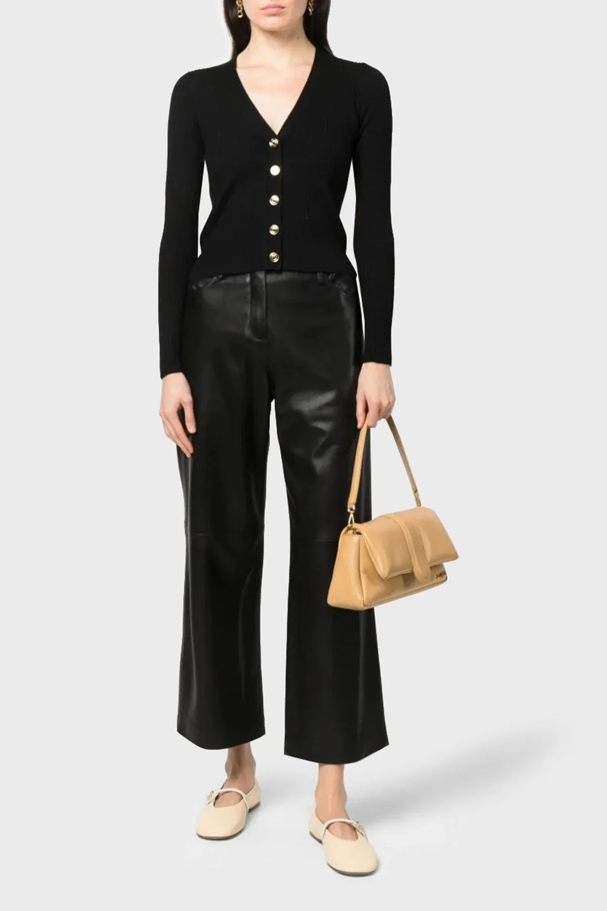 Pinko Yünlü Slim Fit Düğmeli V Yaka Bayan Hırka 102018 A18M Z99 SİYAH - 3