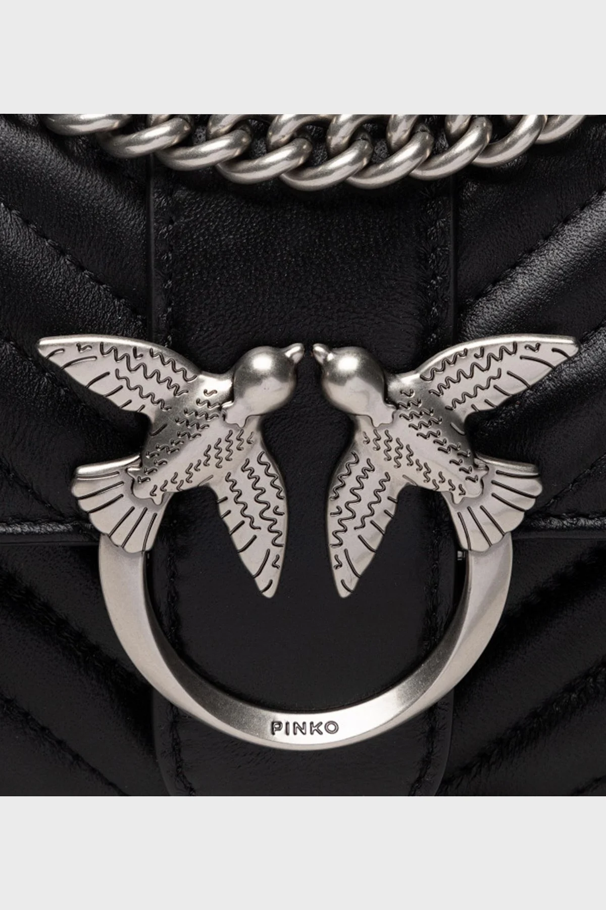 Pinko Zincir Askılı % 100 Deri Bayan Çanta 1P22JU Y7SQ Z99O SİYAH - 3