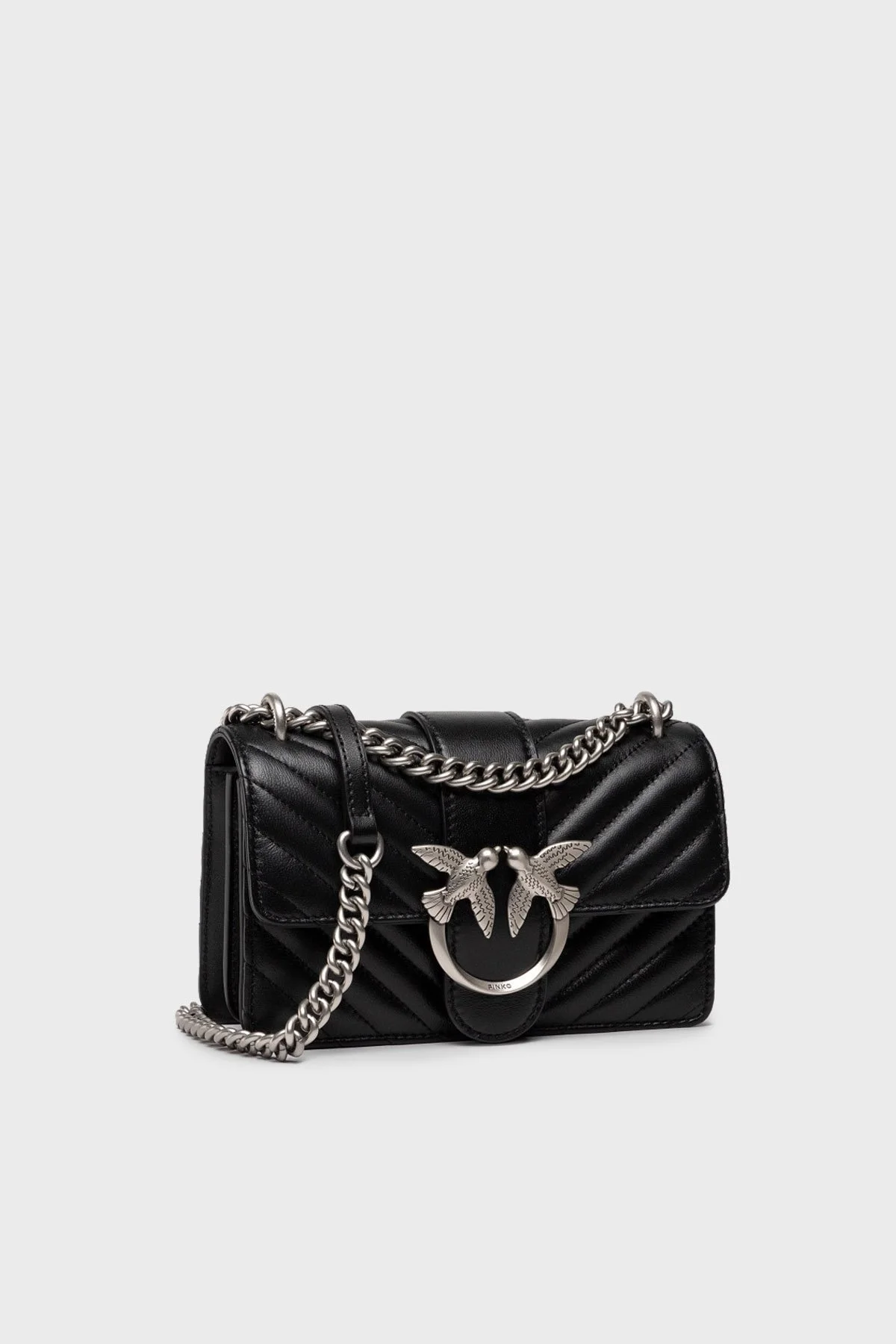 Pinko Zincir Askılı % 100 Deri Bayan Çanta 1P22JU Y7SQ Z99O SİYAH - 6