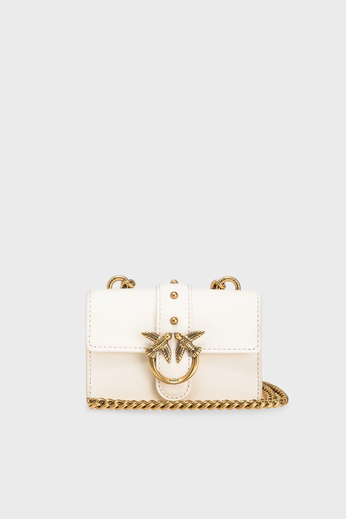 Pinko Zincir Askılı Hakiki Deri Mini Bayan Çanta 100064 A0F1 Z14Q BEYAZ - 1