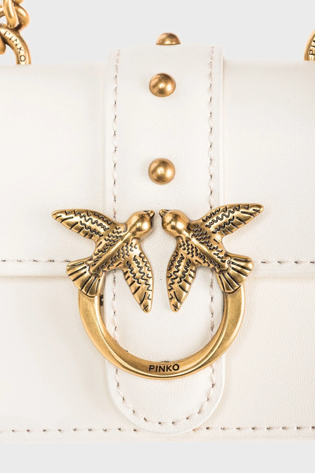 Pinko Zincir Askılı Hakiki Deri Mini Bayan Çanta 100064 A0F1 Z14Q BEYAZ - 6