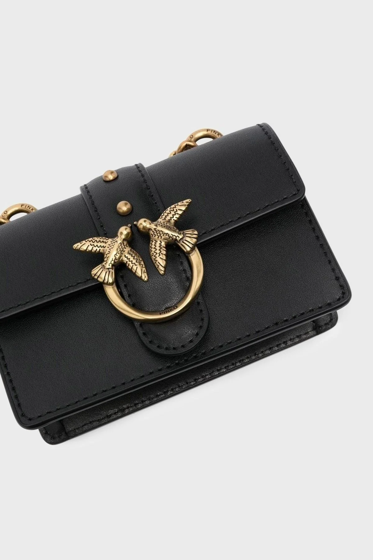 Pinko Zincir Askılı Hakiki Deri Mini Bayan Çanta 100064 A0F1 Z99Q SİYAH - 4