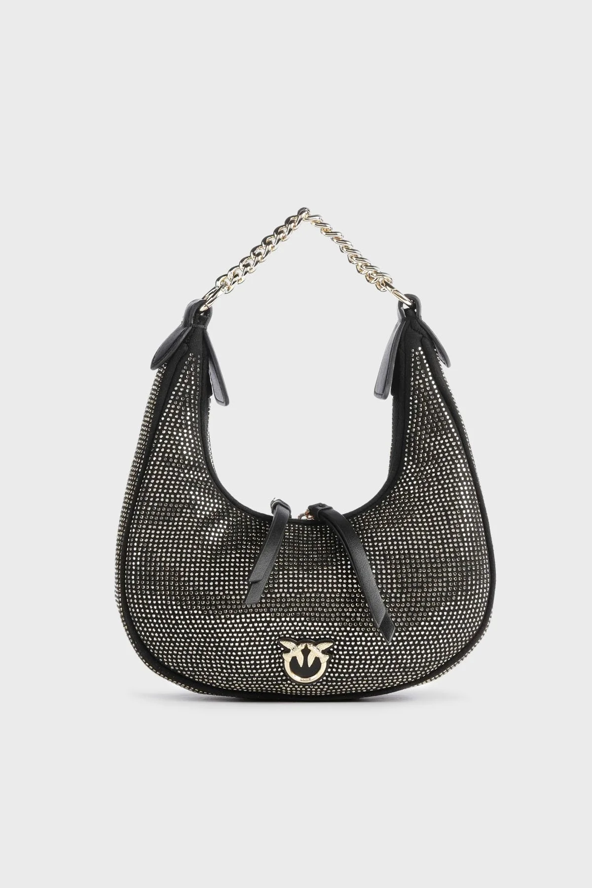 Pinko Zincir Askılı Parlak Taş Detaylı Bayan Çanta 101433 A159 Z99U SİYAH-GÜMÜŞ - 1