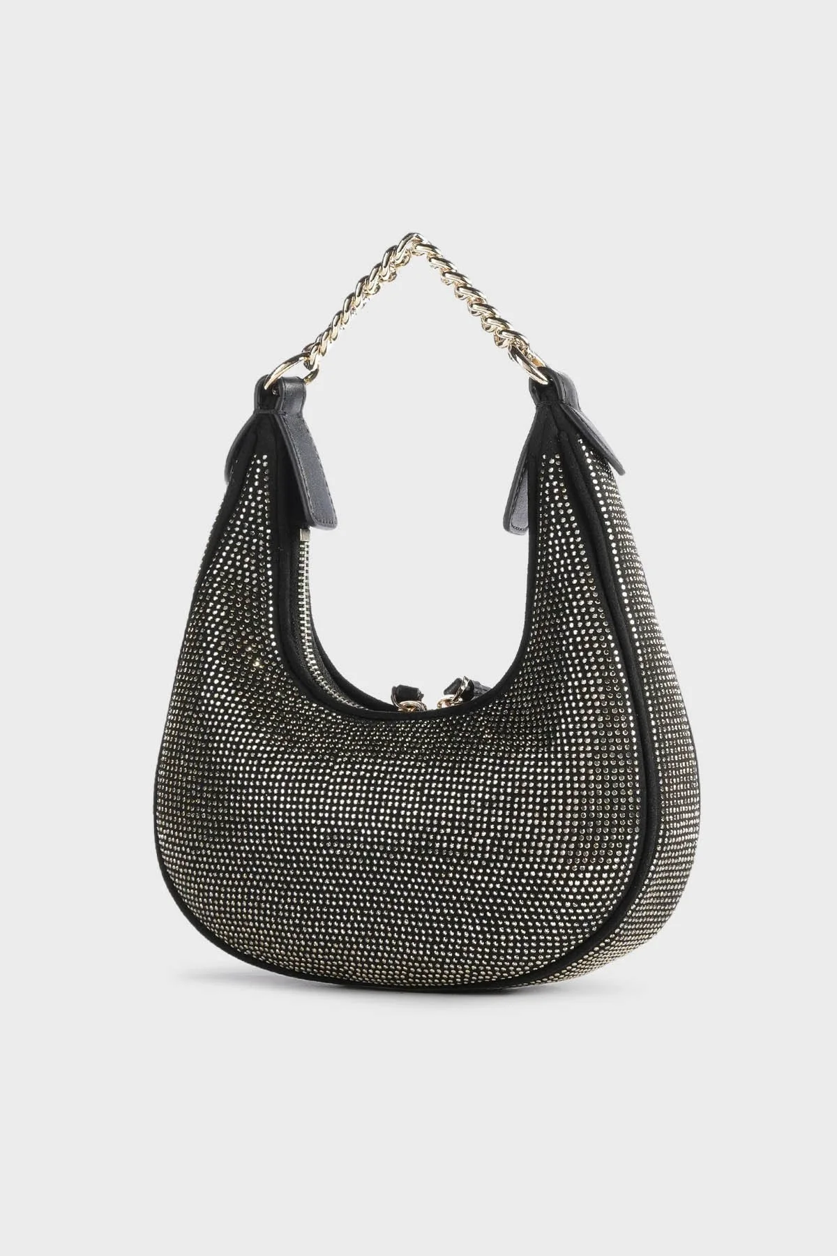 Pinko Zincir Askılı Parlak Taş Detaylı Bayan Çanta 101433 A159 Z99U SİYAH-GÜMÜŞ - 2