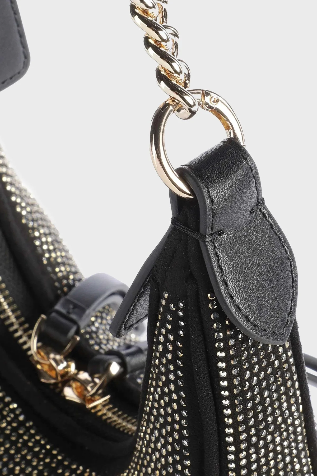 Pinko Zincir Askılı Parlak Taş Detaylı Bayan Çanta 101433 A159 Z99U SİYAH-GÜMÜŞ - 3