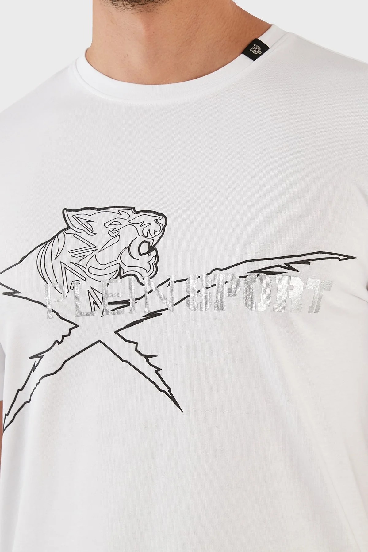 Plein Sport % 100 Pamuk Regular Fit Bisiklet Yaka Erkek T Shirt TIPS112301 BEYAZ - 6