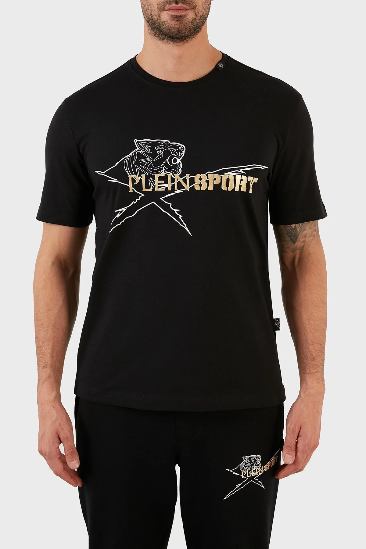 Plein Sport % 100 Pamuk Regular Fit Bisiklet Yaka Erkek T Shirt TIPS112398 SİYAH - 1