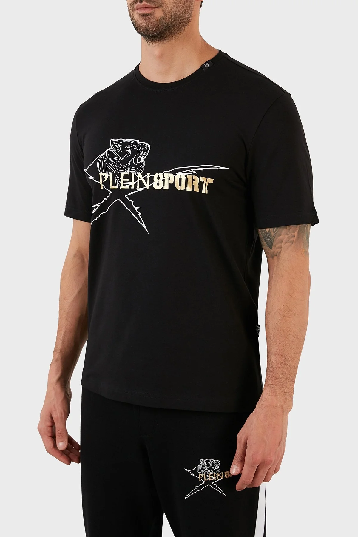 Plein Sport % 100 Pamuk Regular Fit Bisiklet Yaka Erkek T Shirt TIPS112398 SİYAH - 3