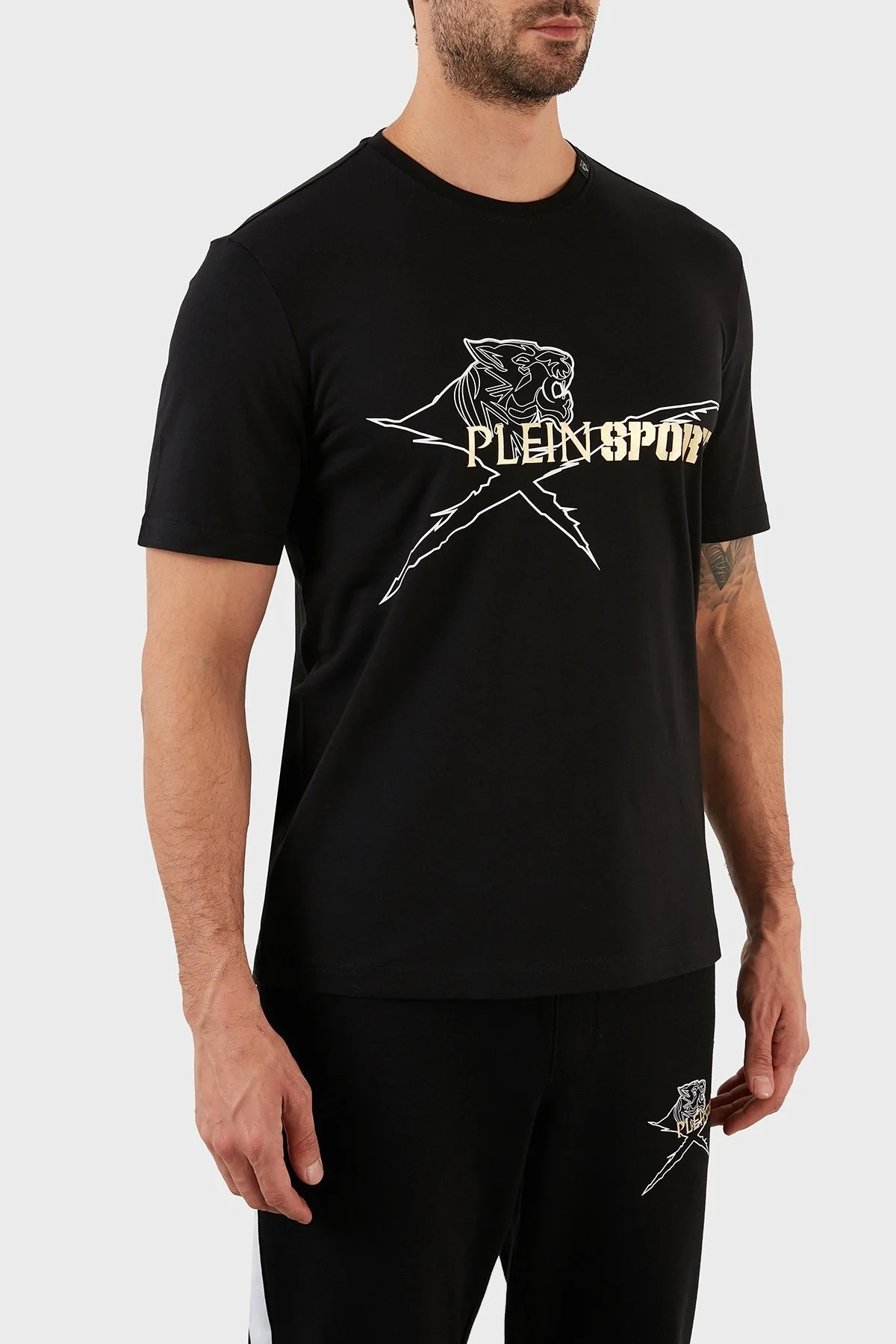 Plein Sport % 100 Pamuk Regular Fit Bisiklet Yaka Erkek T Shirt TIPS112398 SİYAH - 4