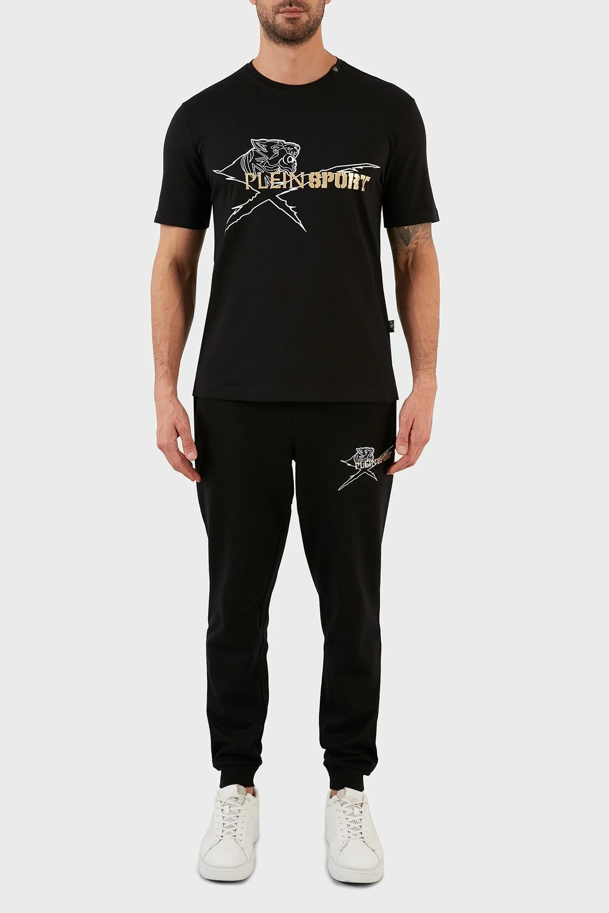 Plein Sport % 100 Pamuk Regular Fit Bisiklet Yaka Erkek T Shirt TIPS112398 SİYAH - 5