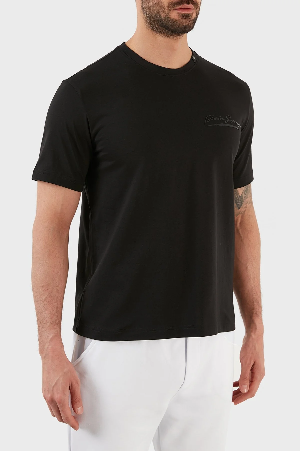 Plein Sport Logolu % 100 Pamuk Bisiklet Yaka Erkek T Shirt TIPS107TN99 SİYAH - 4