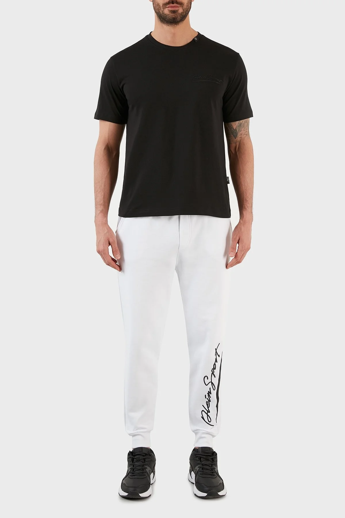 Plein Sport Logolu % 100 Pamuk Bisiklet Yaka Erkek T Shirt TIPS107TN99 SİYAH - 5