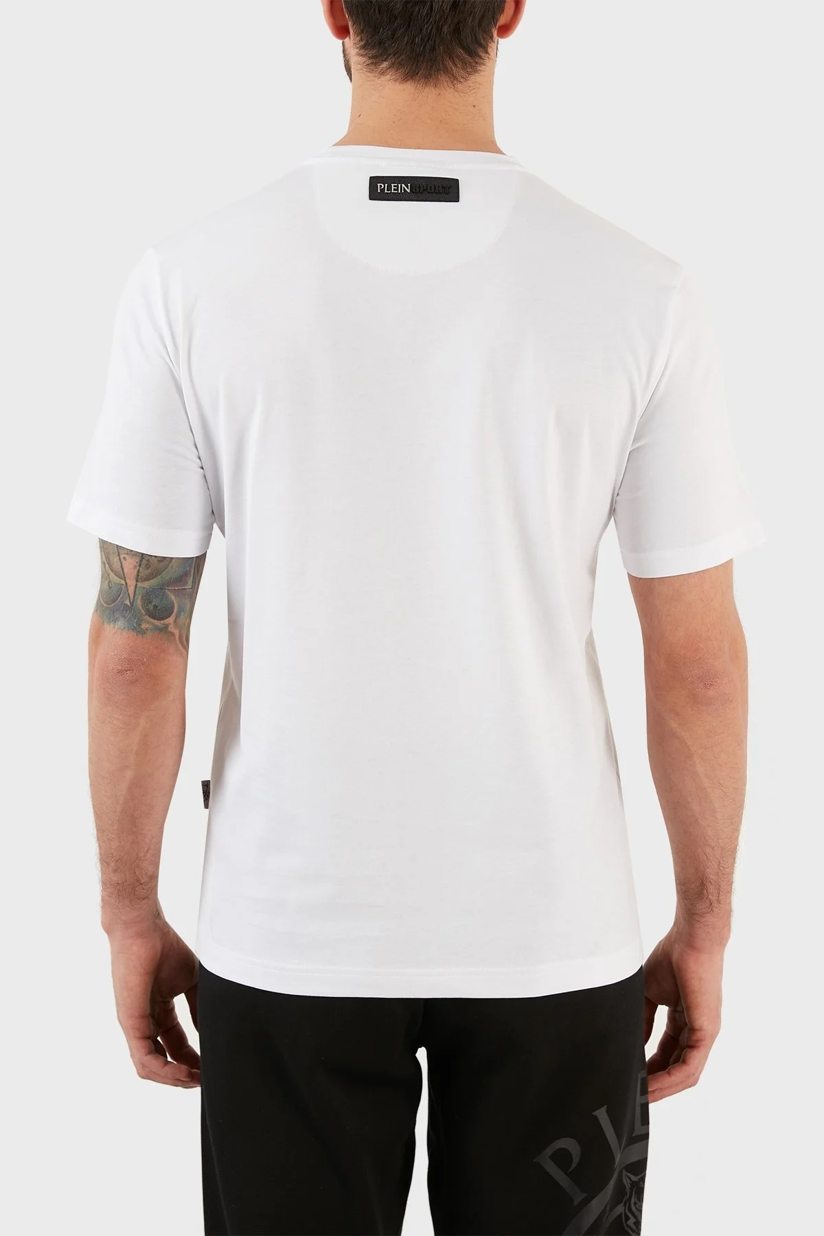 Plein Sport Logolu Bisiklet Yaka % 100 Pamuk Erkek T Shirt TIPS114TN01 BEYAZ - 2