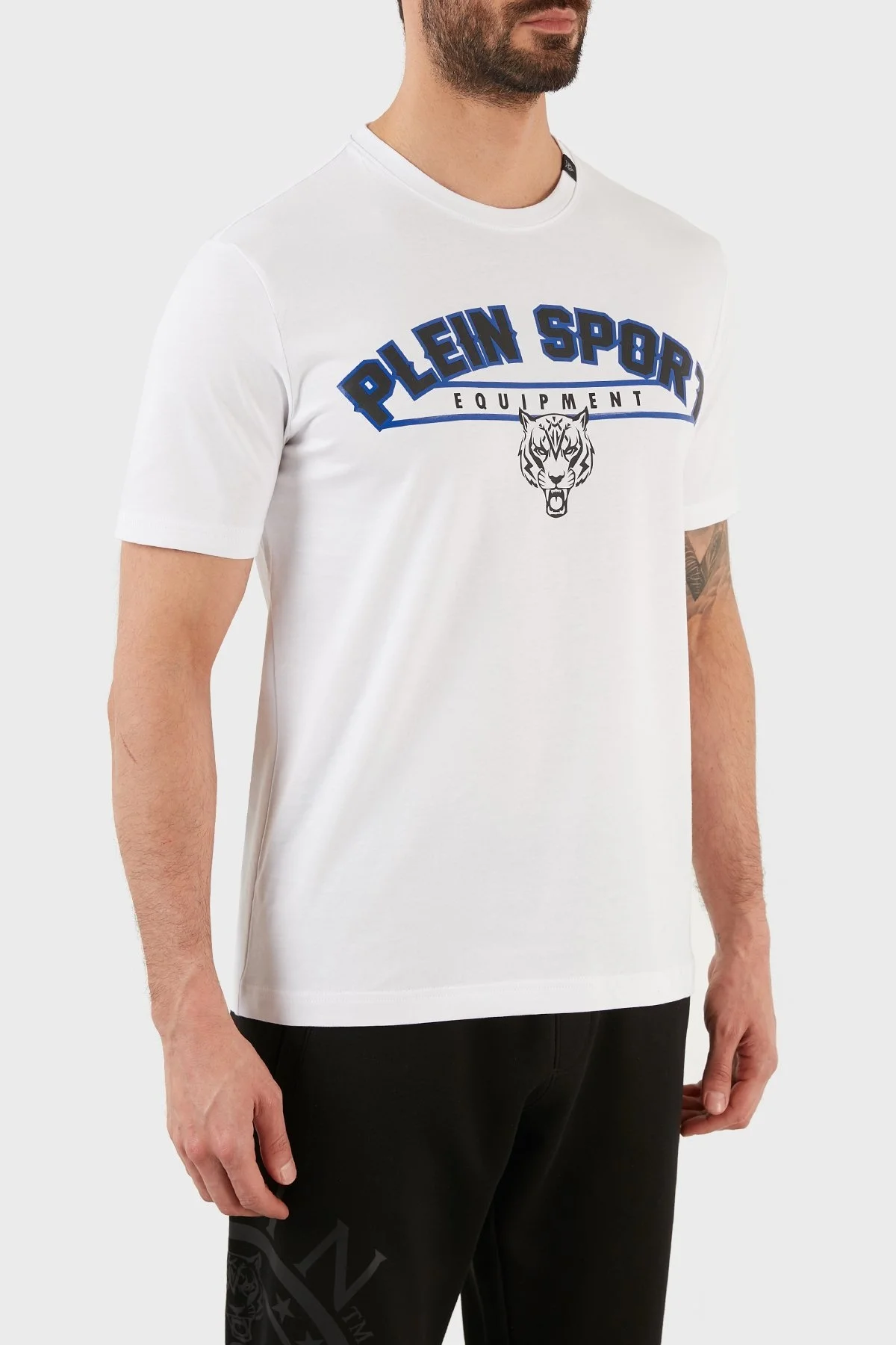 Plein Sport Logolu Bisiklet Yaka % 100 Pamuk Erkek T Shirt TIPS114TN01 BEYAZ - 4