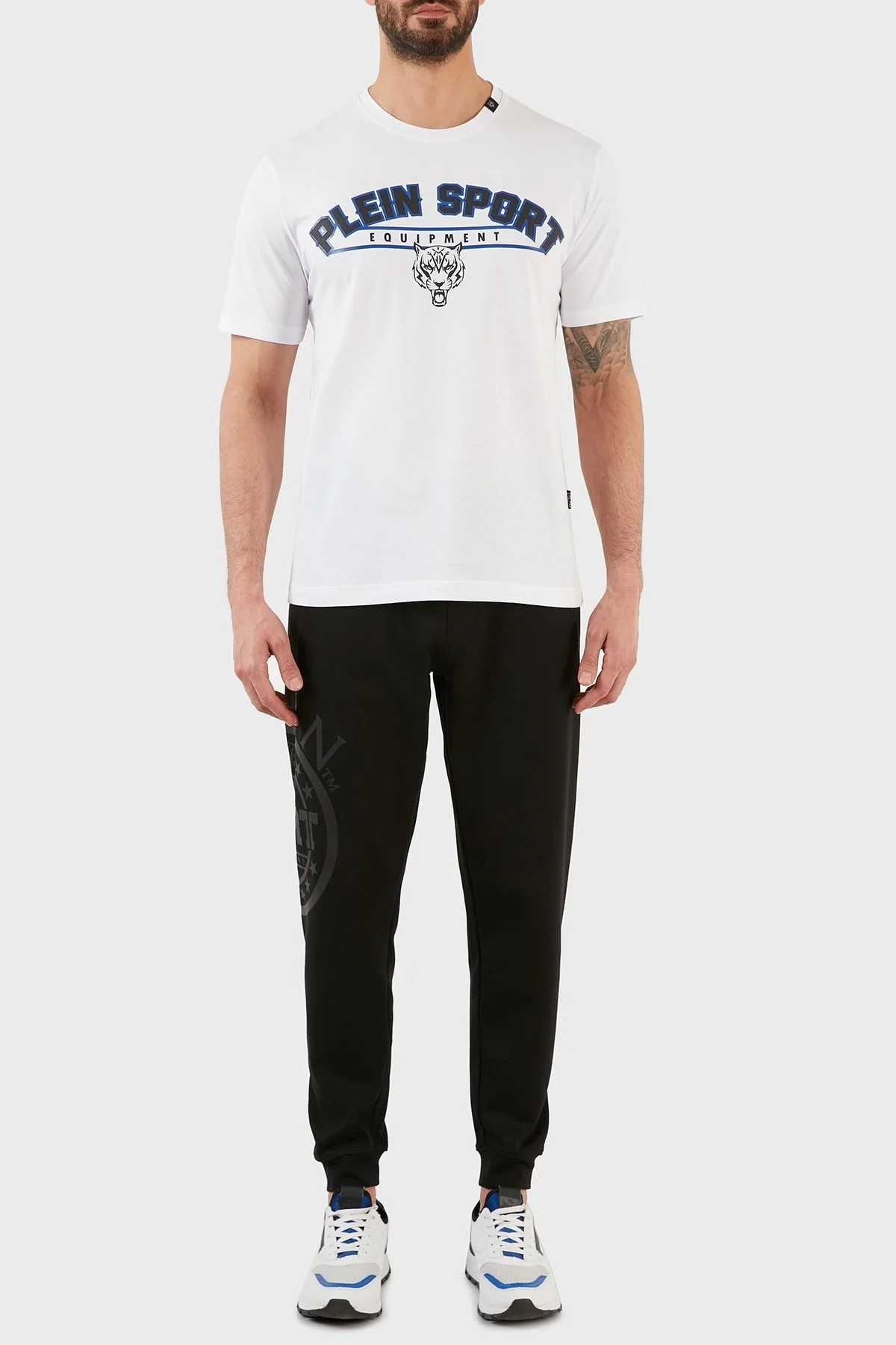 Plein Sport Logolu Bisiklet Yaka % 100 Pamuk Erkek T Shirt TIPS114TN01 BEYAZ - 5