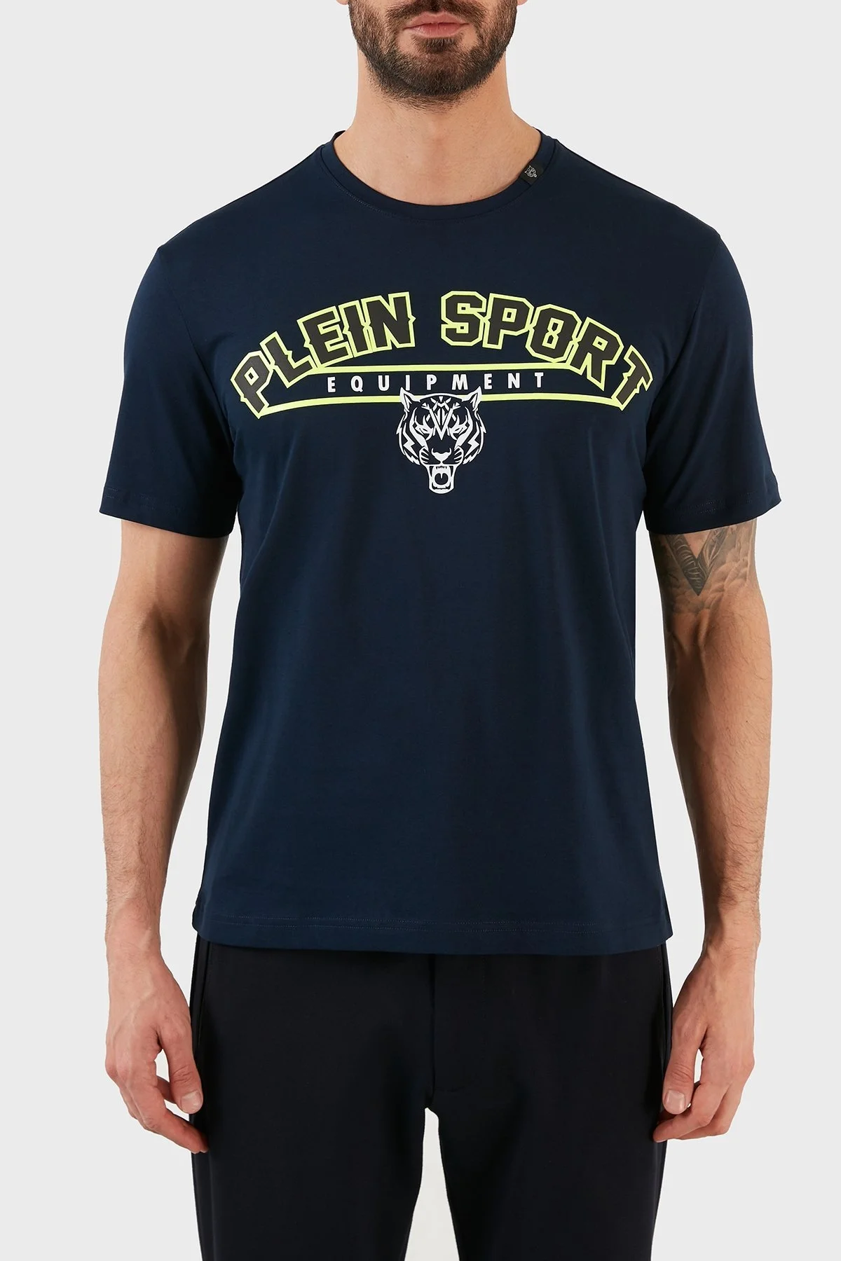 Plein Sport Logolu Bisiklet Yaka % 100 Pamuk Erkek T Shirt TIPS114TN85 LACİVERT - 1